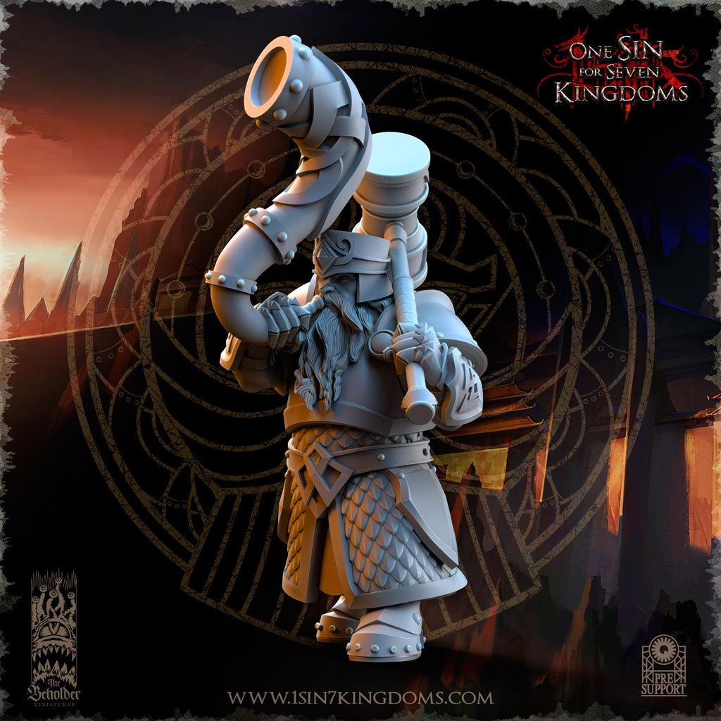 Dwarven Kingdoms Hammer Brotherhood Command Group - in 12k- by The Beholder Miniatures