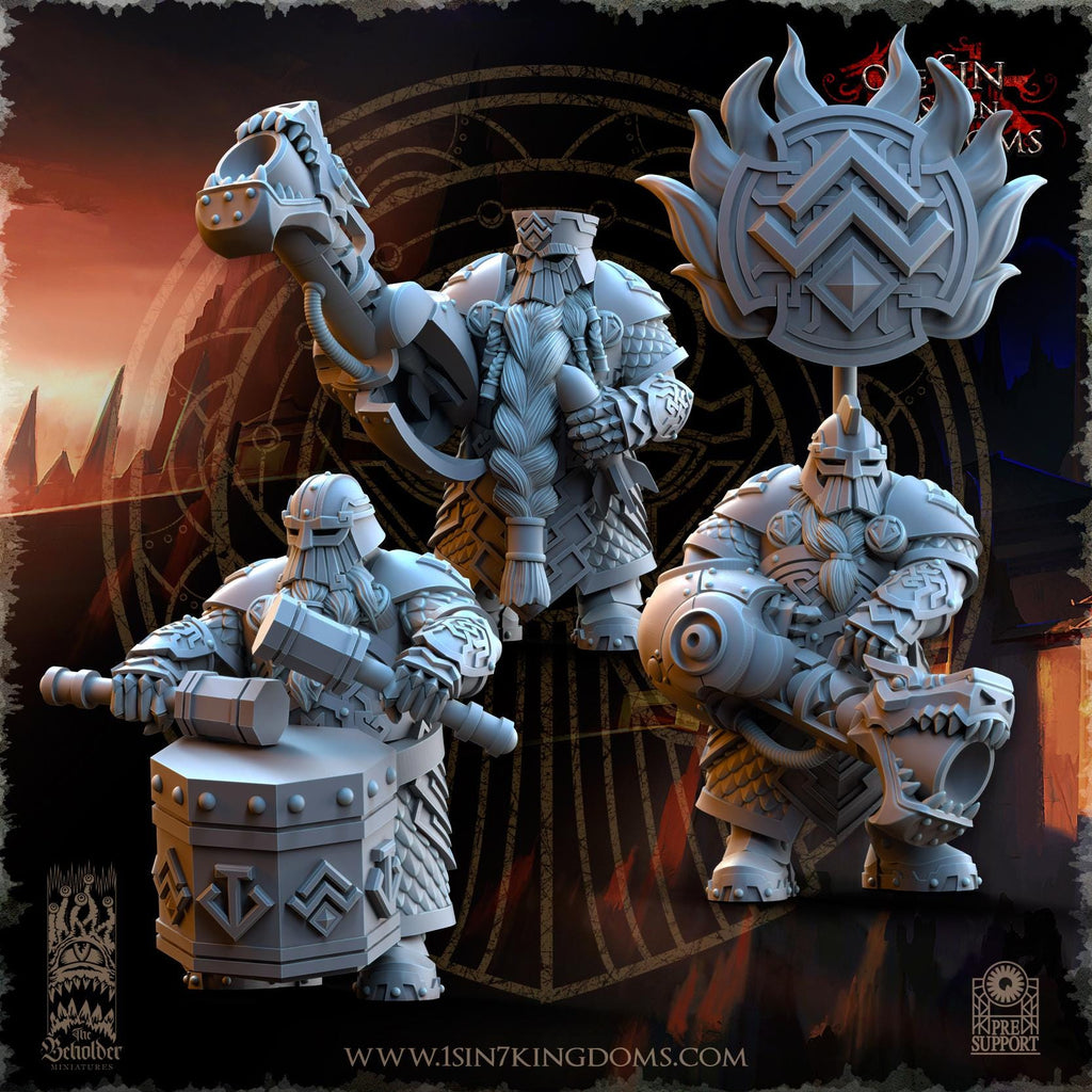 Dwarven Kingdoms Snapdragons Command Group - in 12k- by The Beholder Miniatures