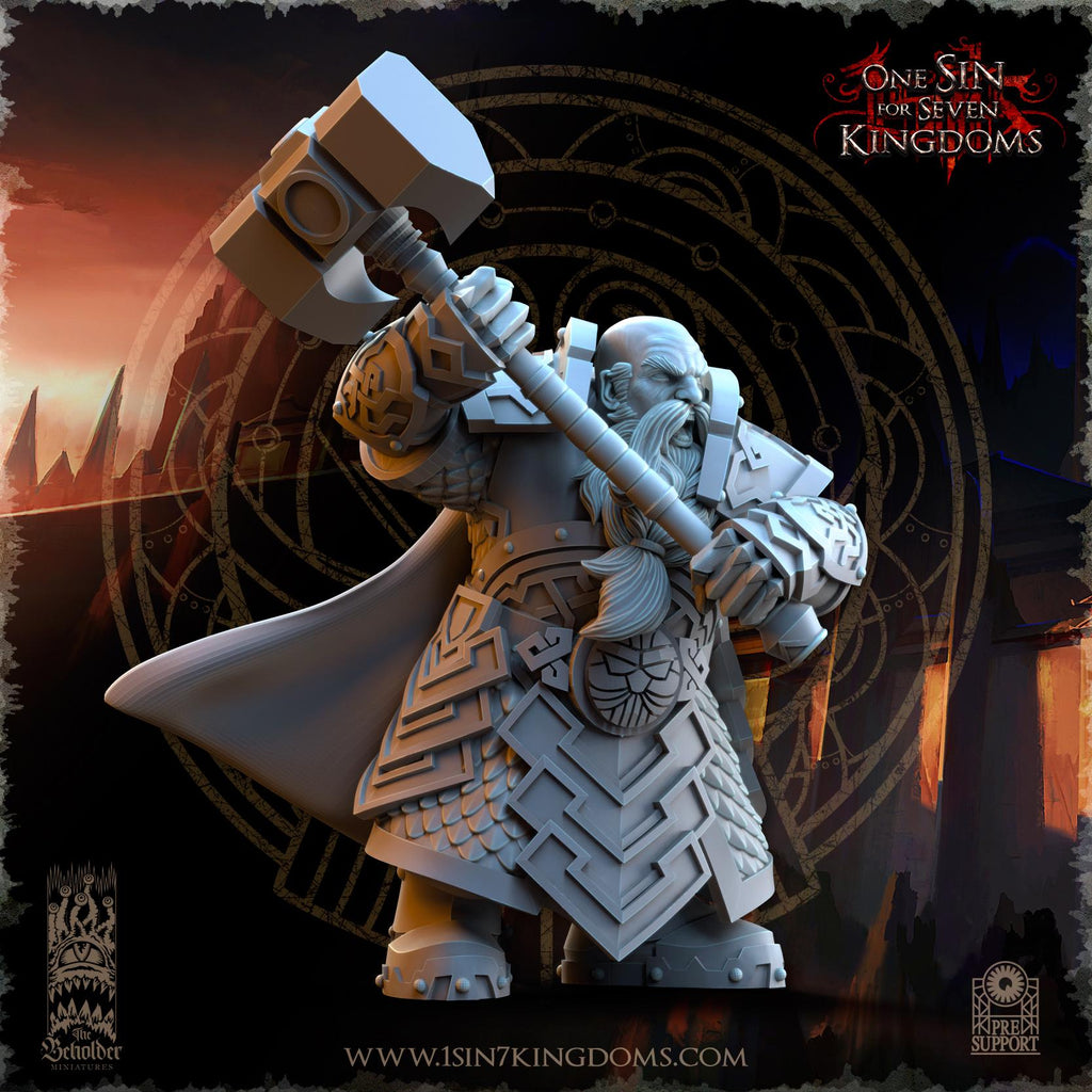Dwarven Kingdoms Ironheads Warriors Command Group - in 12k- by The Beholder Miniatures