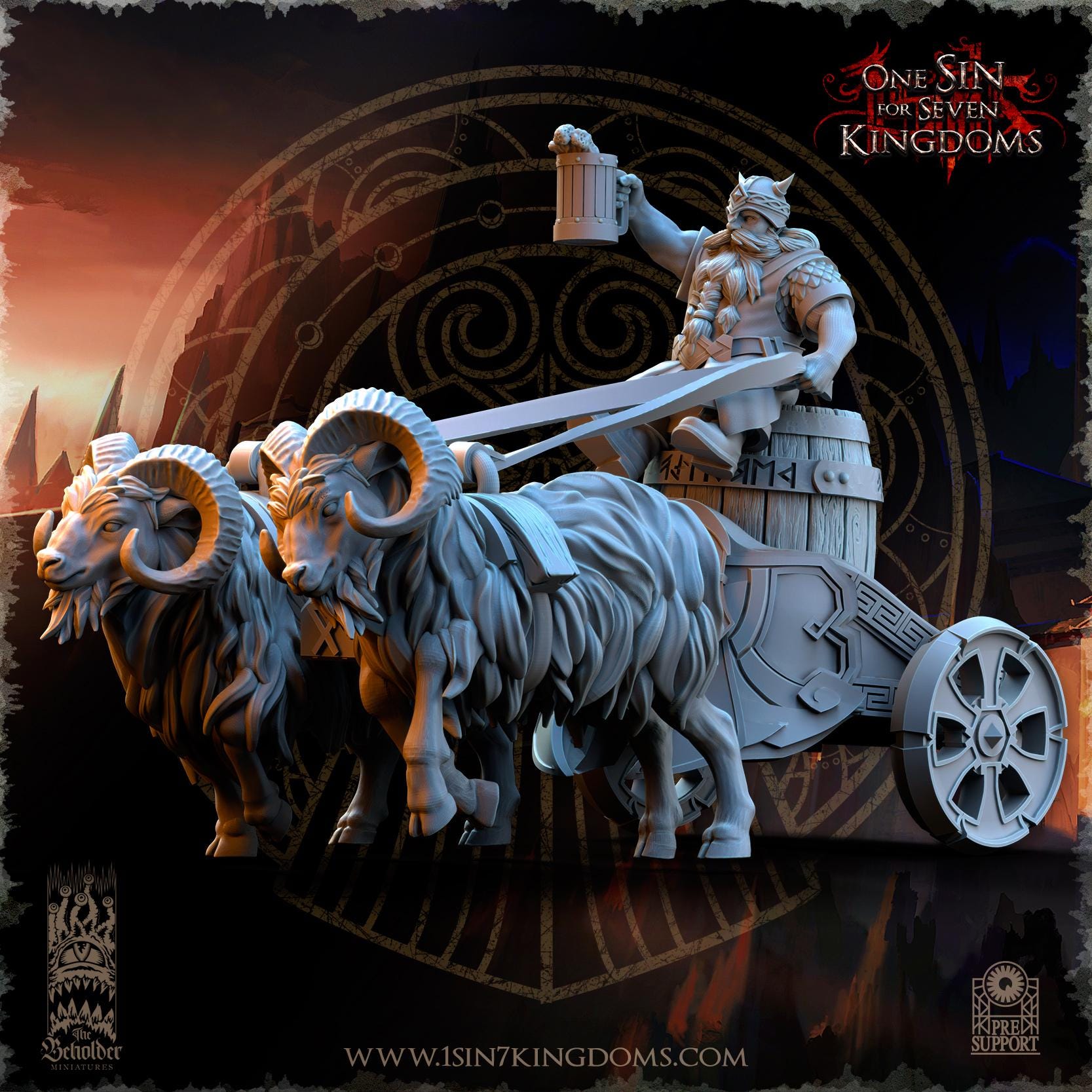 Dwarven Kingdoms Oktobeard Fest Chariot - in 12k- by The Beholder Miniatures