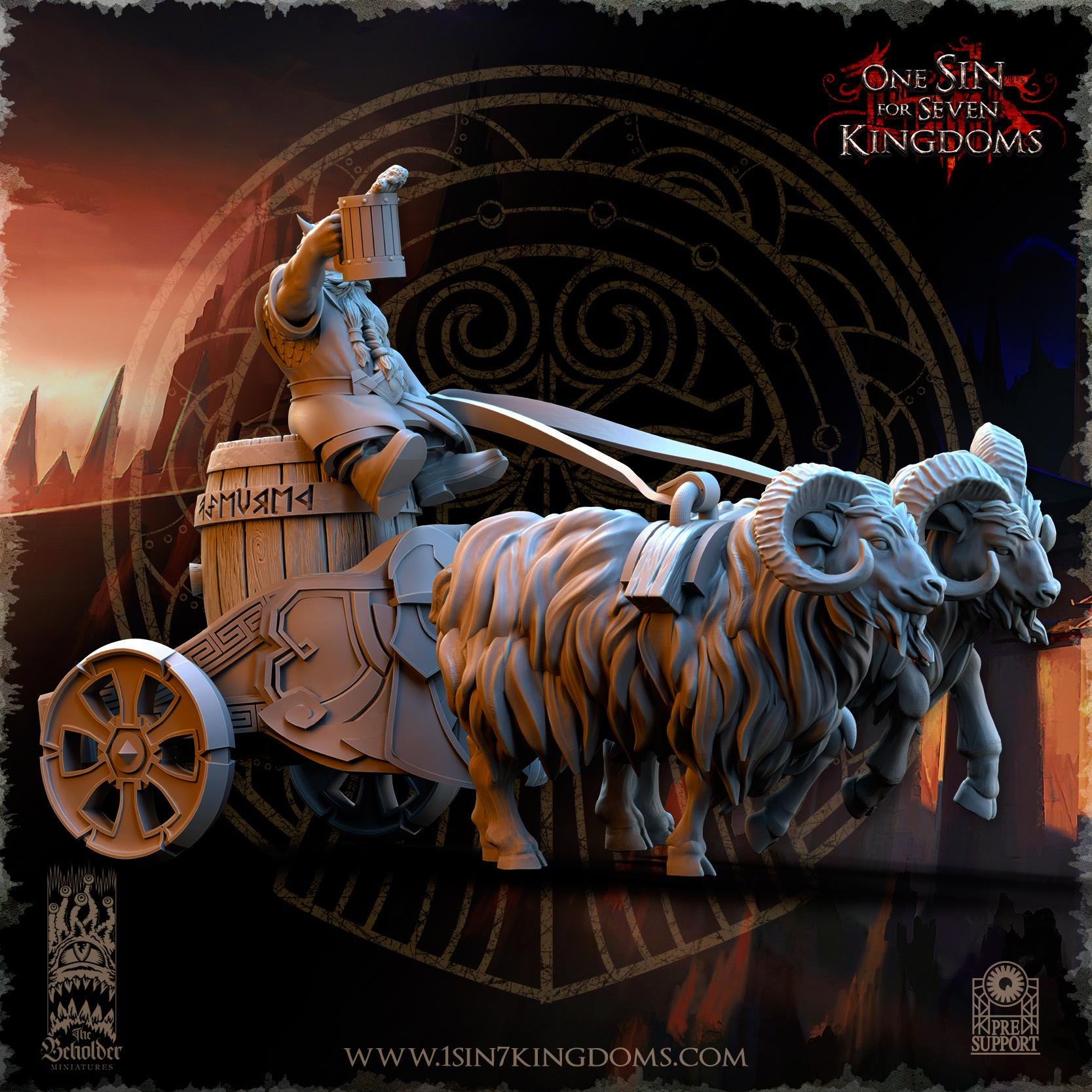 Dwarven Kingdoms Oktobeard Fest Chariot - in 12k- by The Beholder Miniatures
