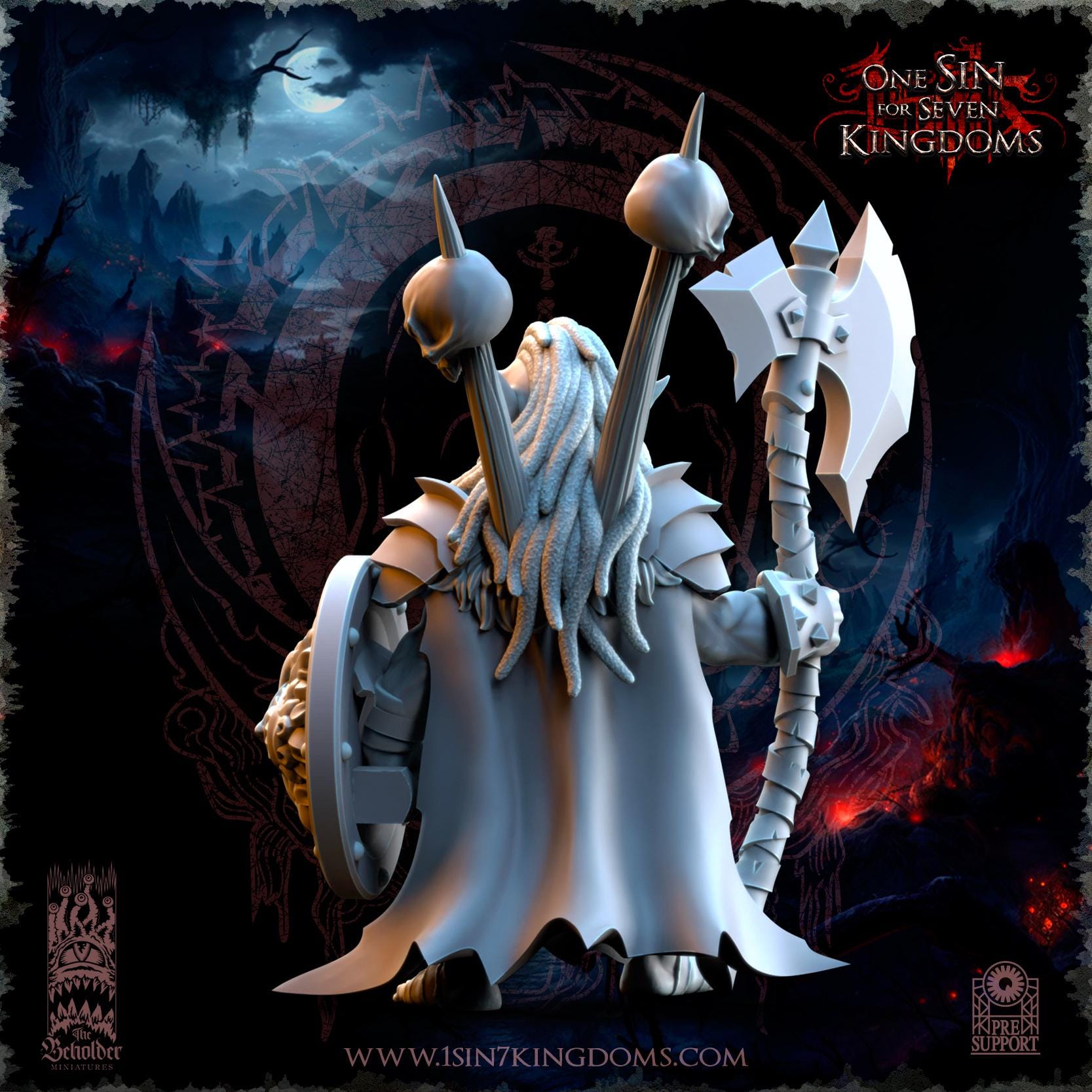 Mortus, The Black Horde Goblins Warlord miniature - in 12K - by The Beholder Miniatures