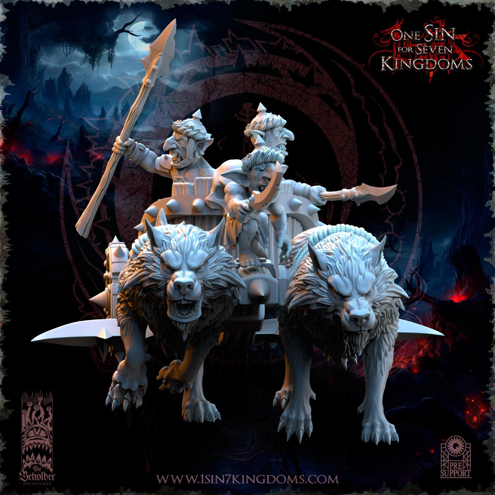 The Black Horde Goblins War Chariots miniatures - in 12K - by The Beholder Miniatures