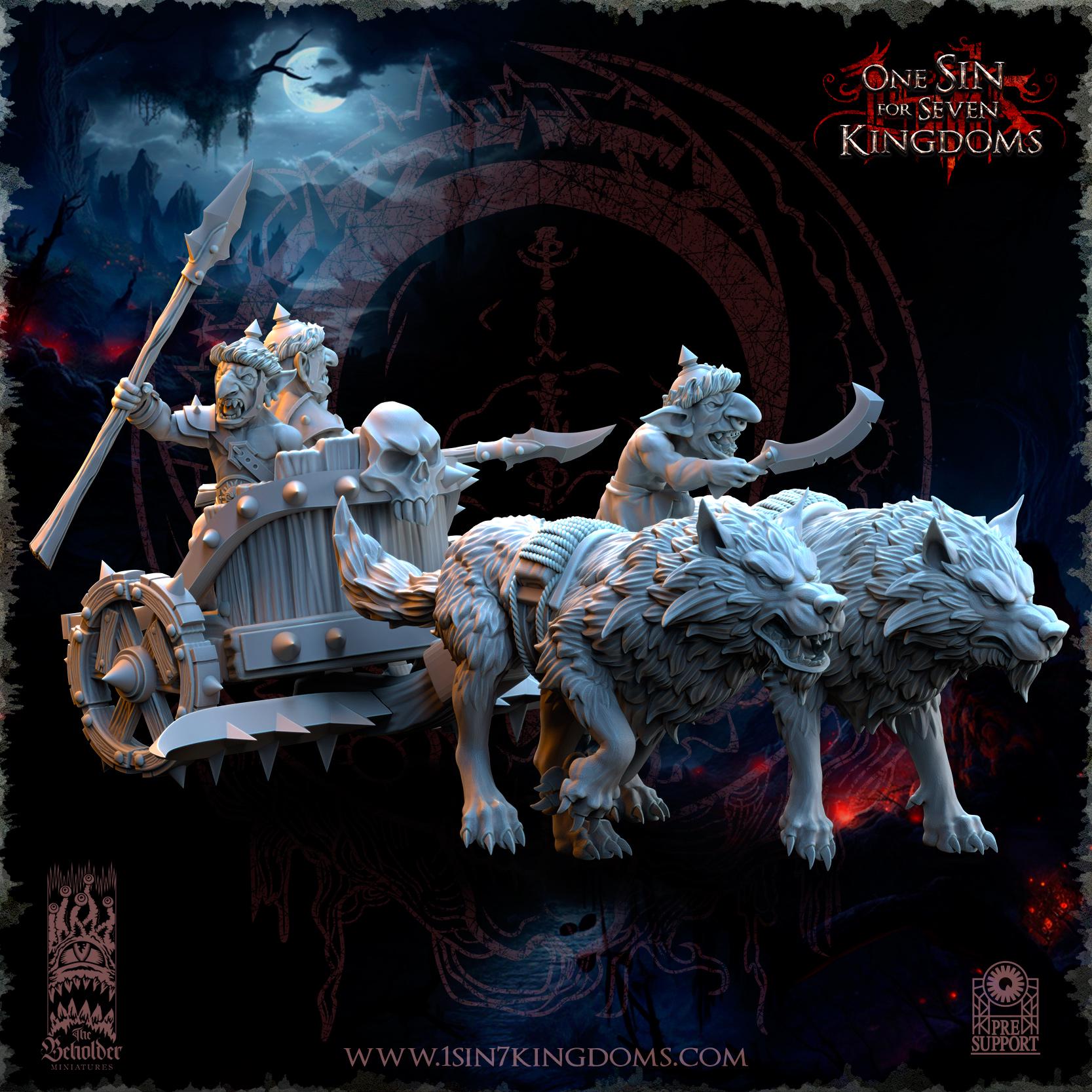 The Black Horde Goblins War Chariots miniatures - in 12K - by The Beholder Miniatures
