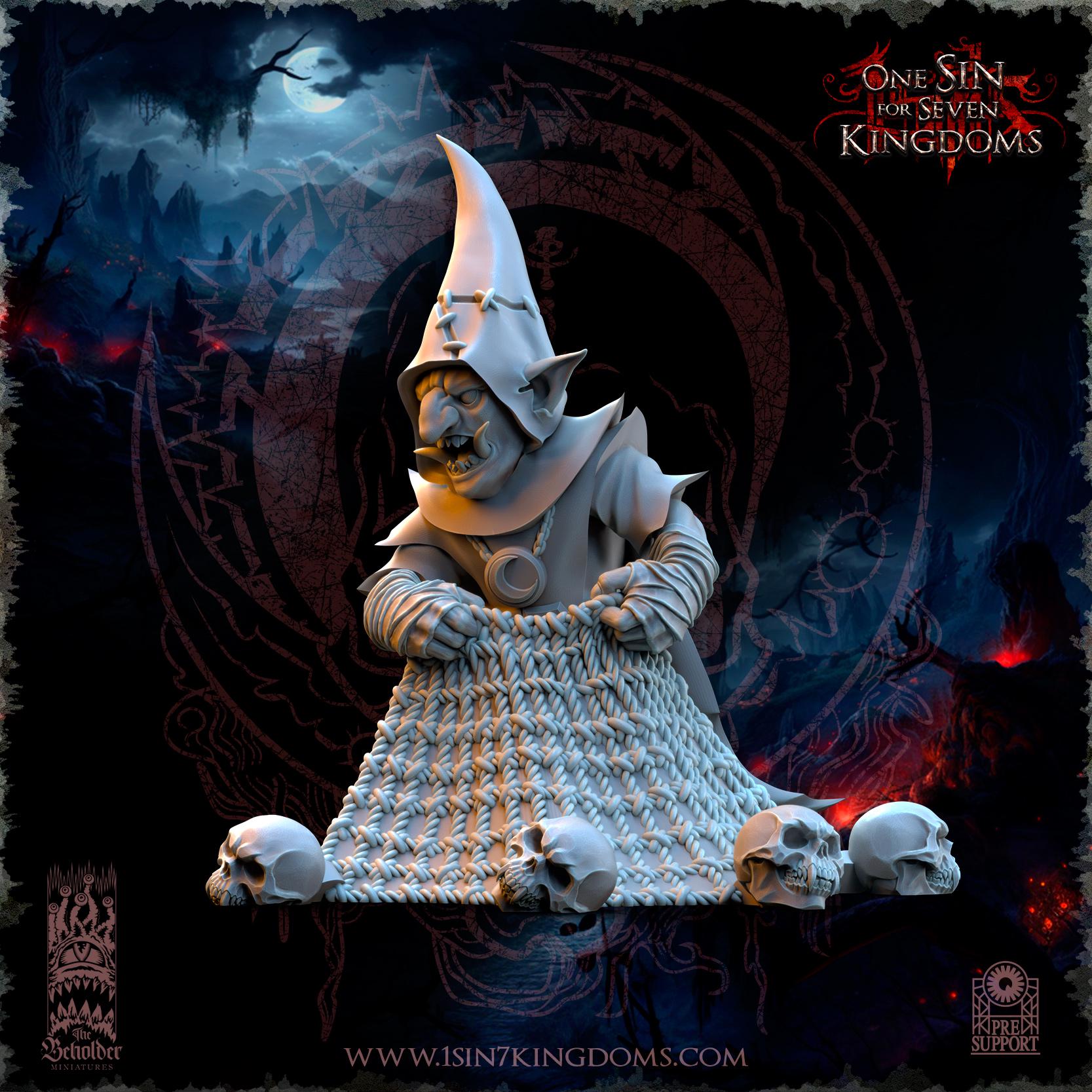The Black Horde Goblins Skull Net Throwers miniatures - in 12K - by The Beholder Miniatures