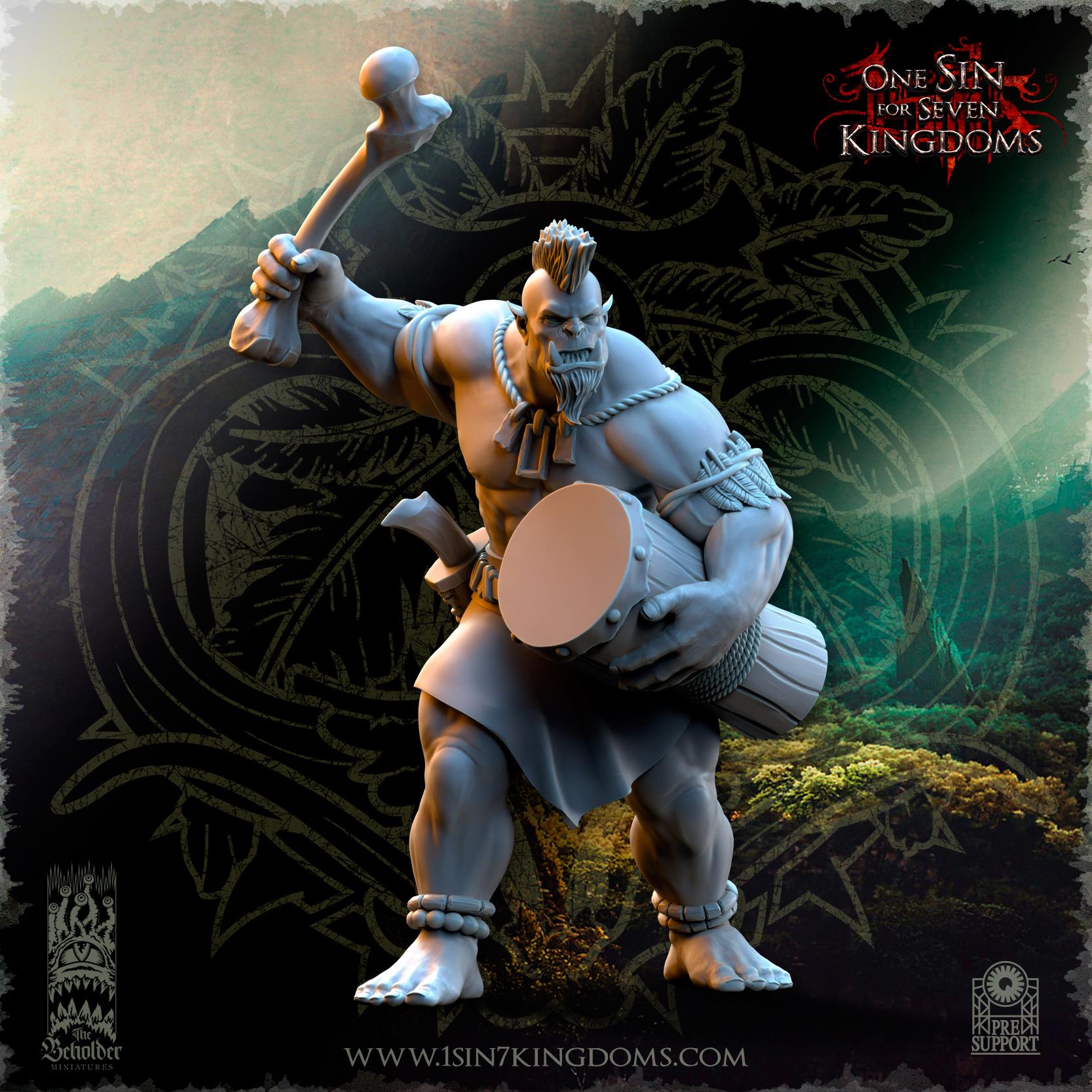 Salanaar Orcs Command Group  miniature - in 12K- by The Beholder Miniatures