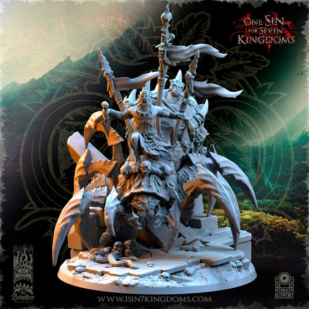 Salanaar Shaman Spider Rider  miniature - in 12K- by The Beholder Miniatures