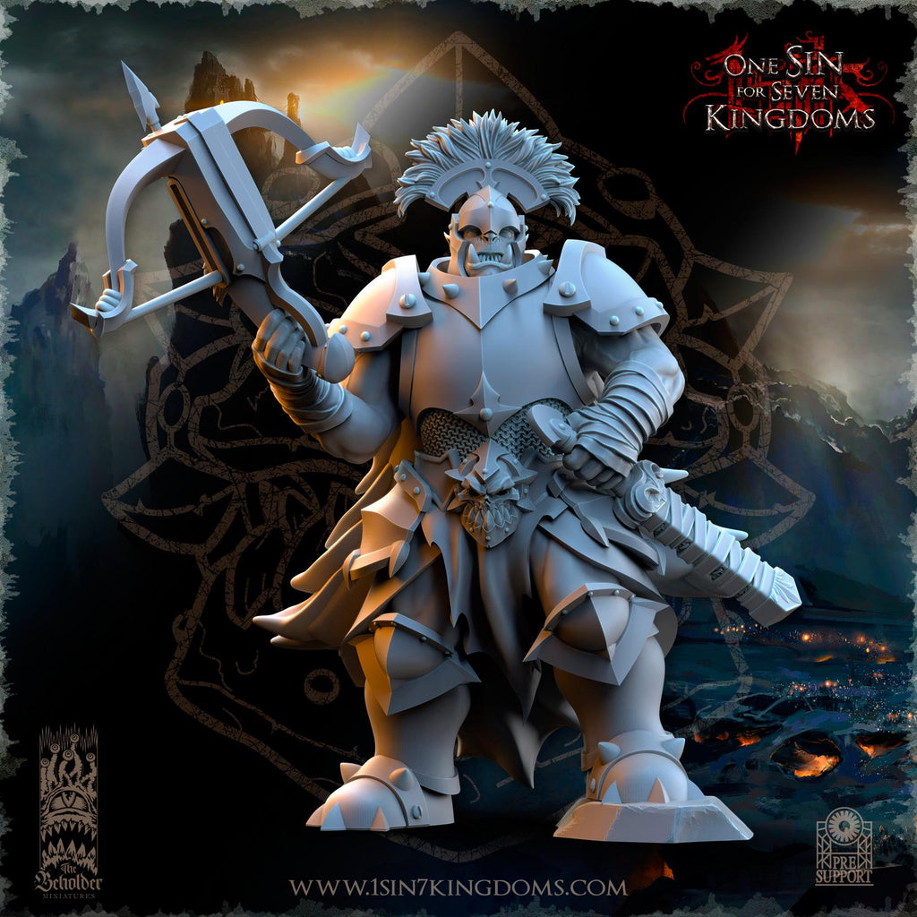 Nestah Orcs Crossbowers Command Group miniature - in 12K- by The Beholder Miniatures