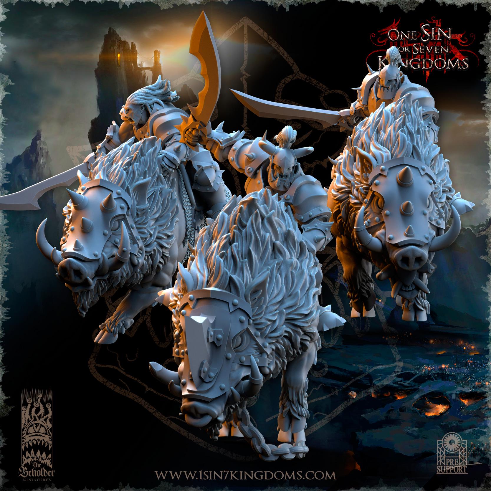 Nestah Orcs Beast Boars Riders - in 12k The Beholder Miniatures