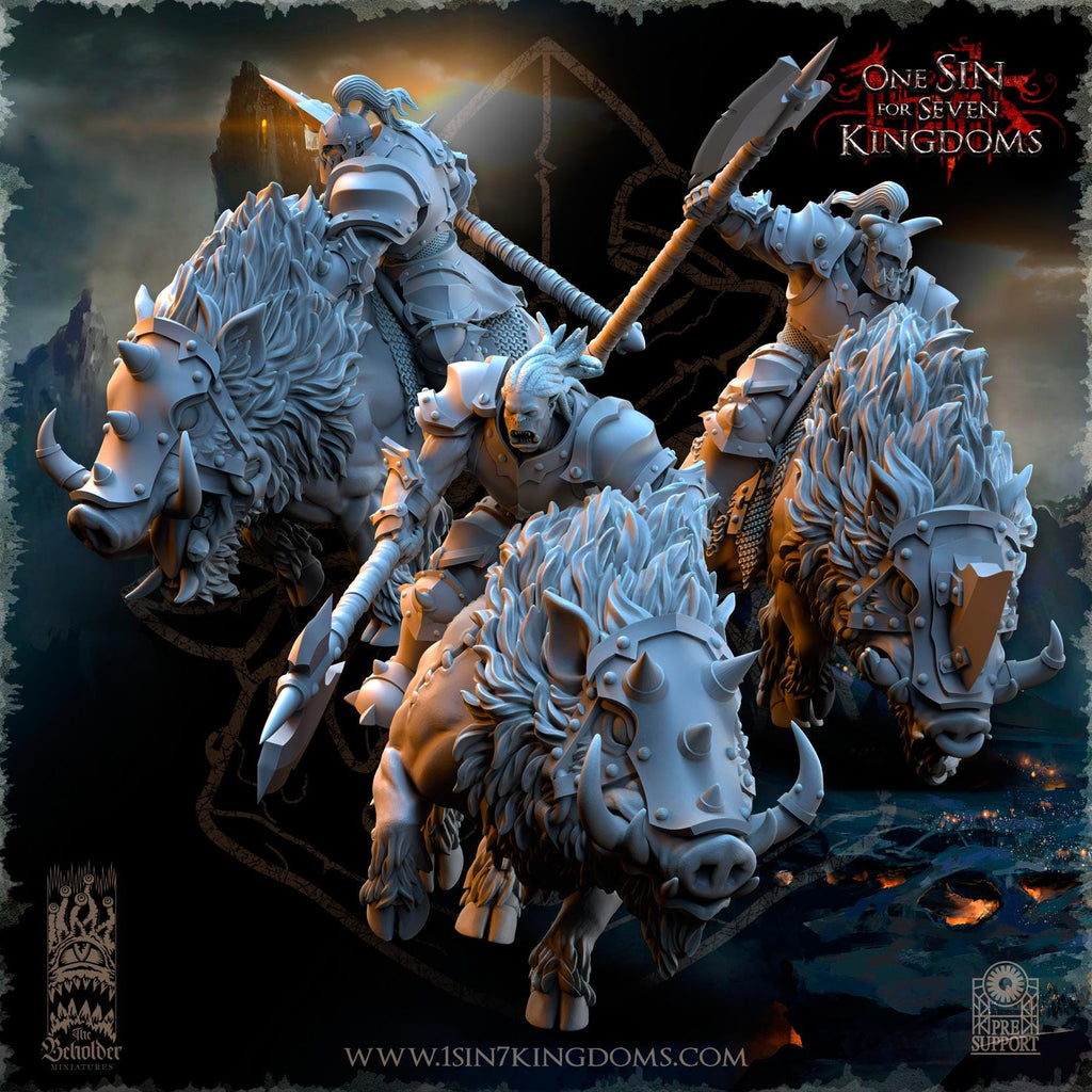 Nestah Orcs Beast Boars Riders - in 12k The Beholder Miniatures