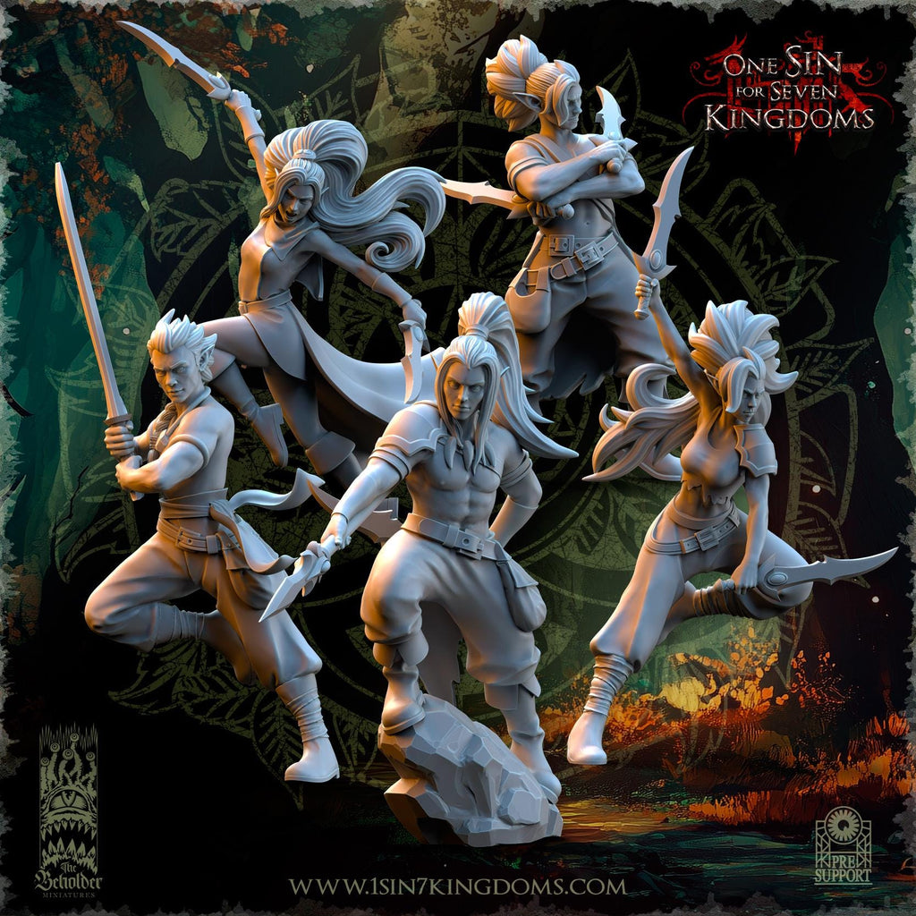 Evergreen Elves Death Dancers - in 12k- by The Beholder Miniatures