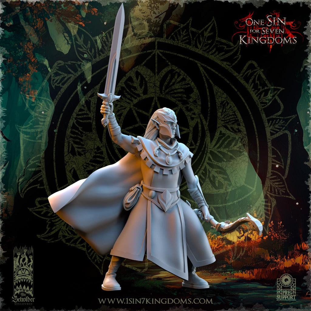 Evergreen Elves Rangers Command Group - in 12k- by Beholder The Beholder Miniatures