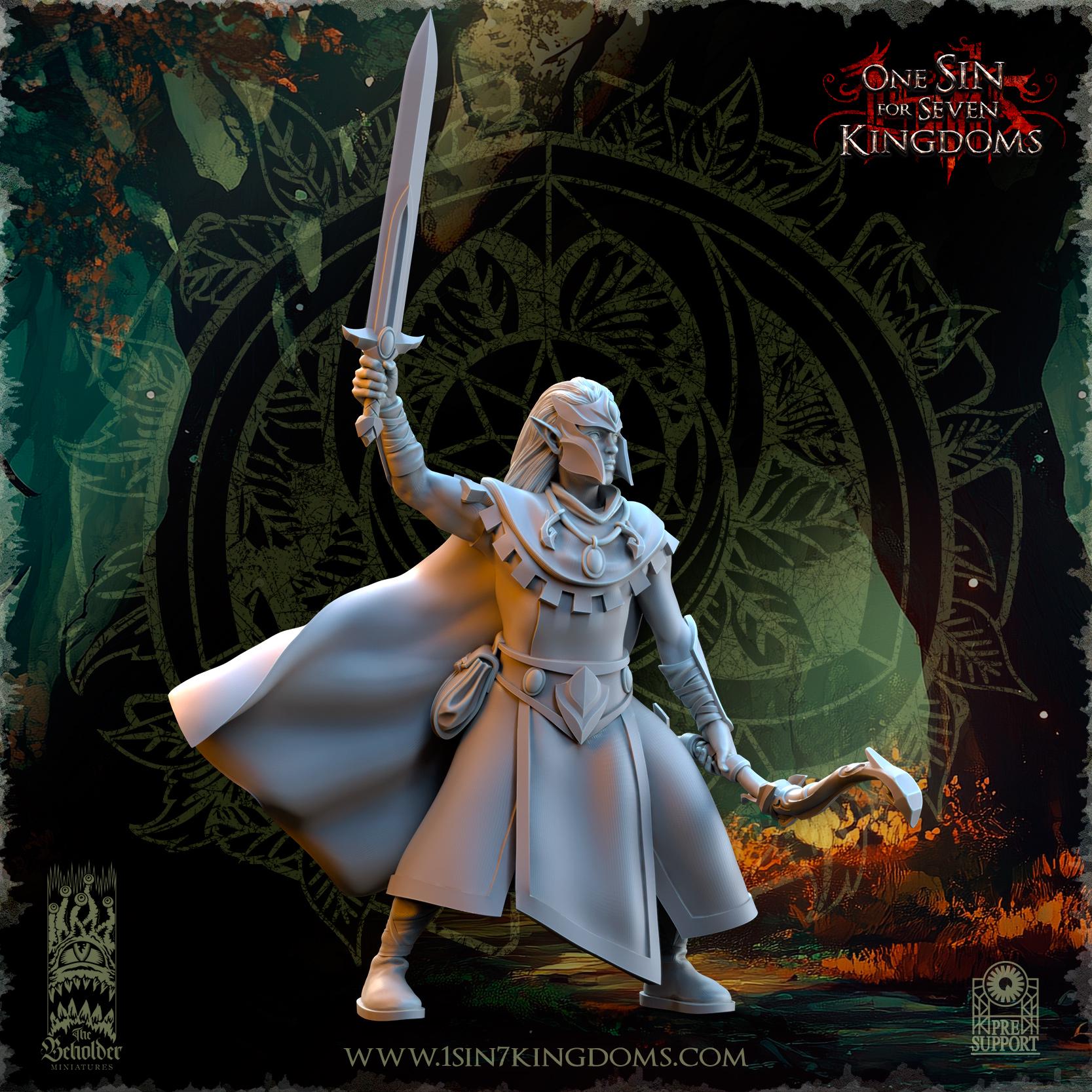 Evergreen Elves Rangers Command Group - in 12k- by Beholder The Beholder Miniatures
