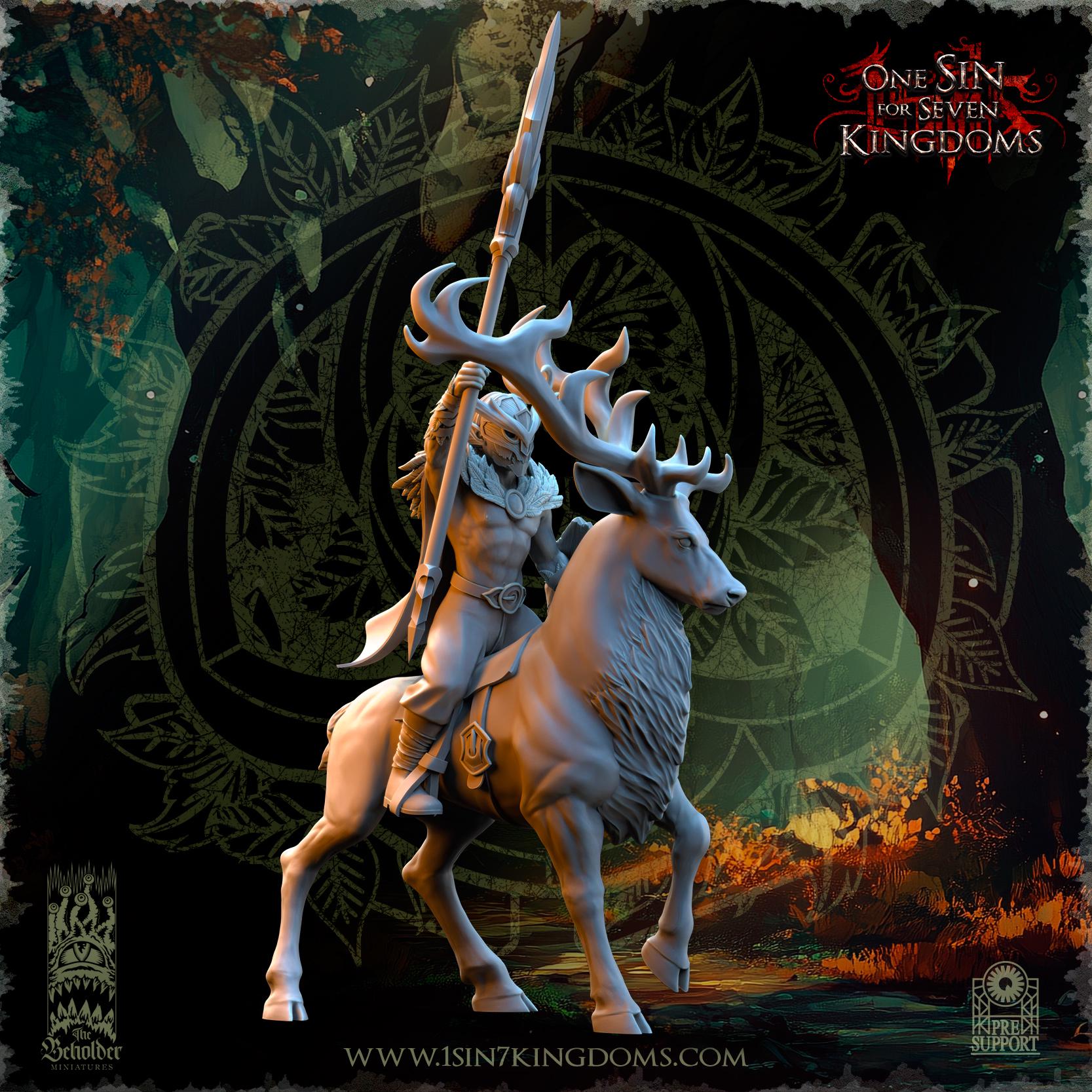 Evergreen Elves Deepwood Riders  - in 12k- by The Beholder Miniatures