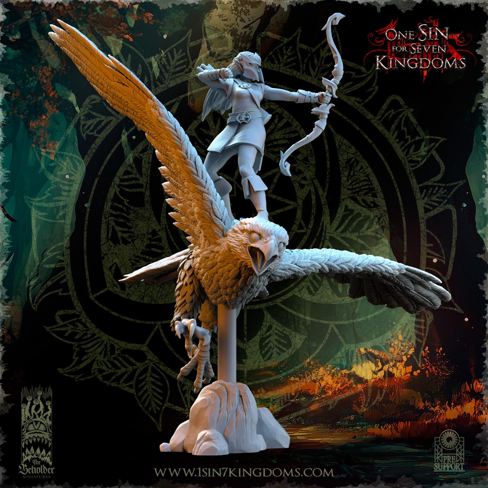 Evergreen Elves Hawk Hunters - in 12k- by The Beholder Miniatures