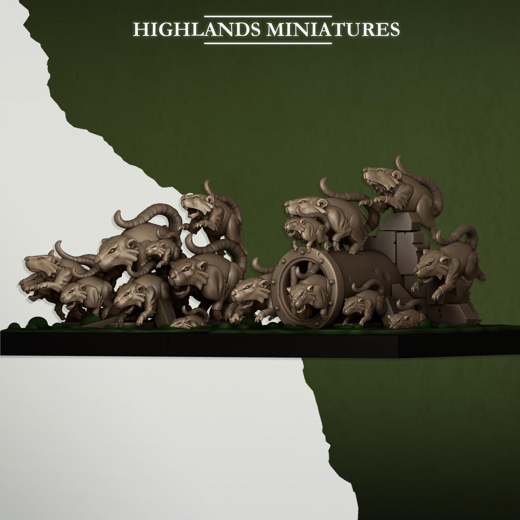 Rat Swarm  miniature - in 12K - by Highlands Miniatures