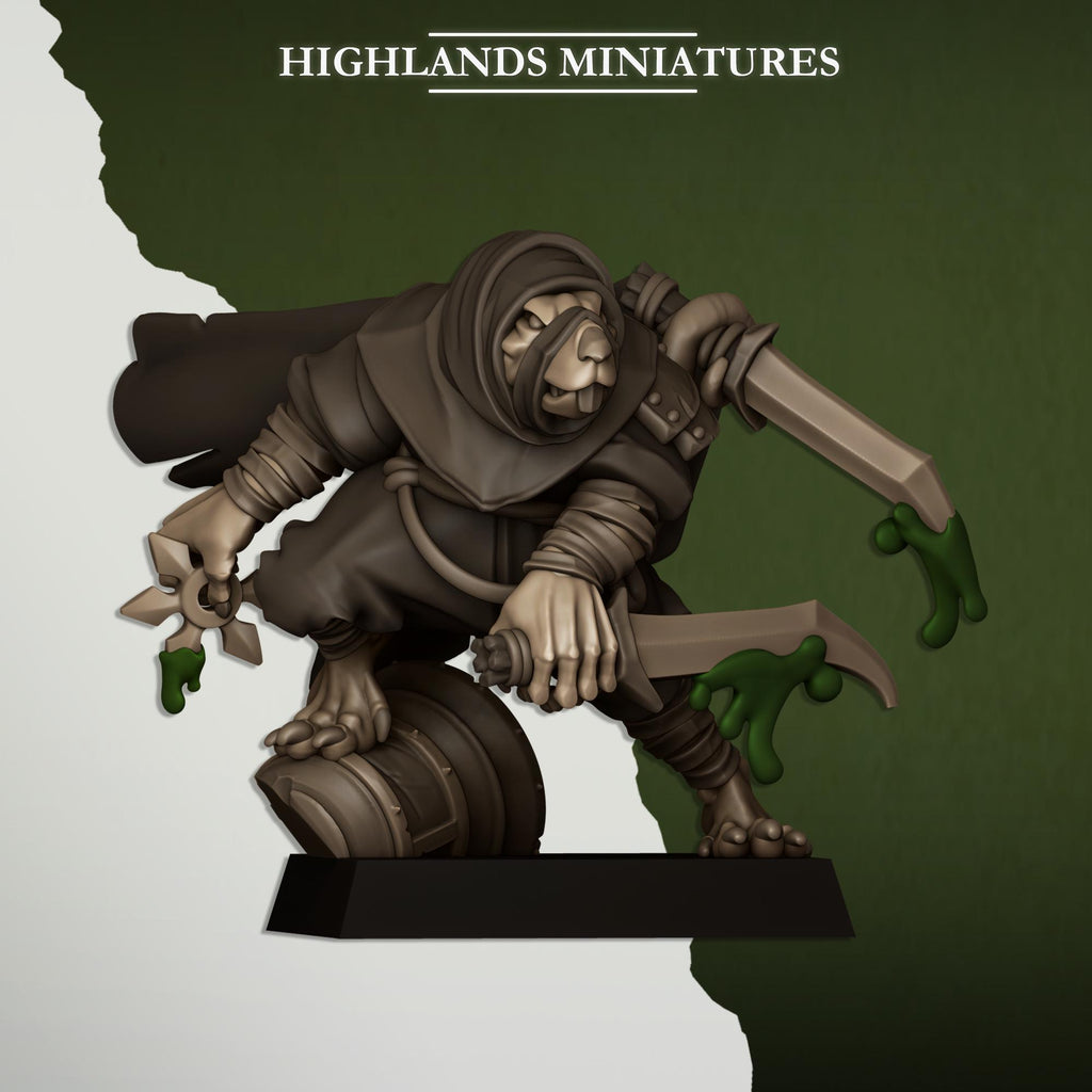Sewer Vermin Assassins  miniature - in 12K - by Highlands Miniatures