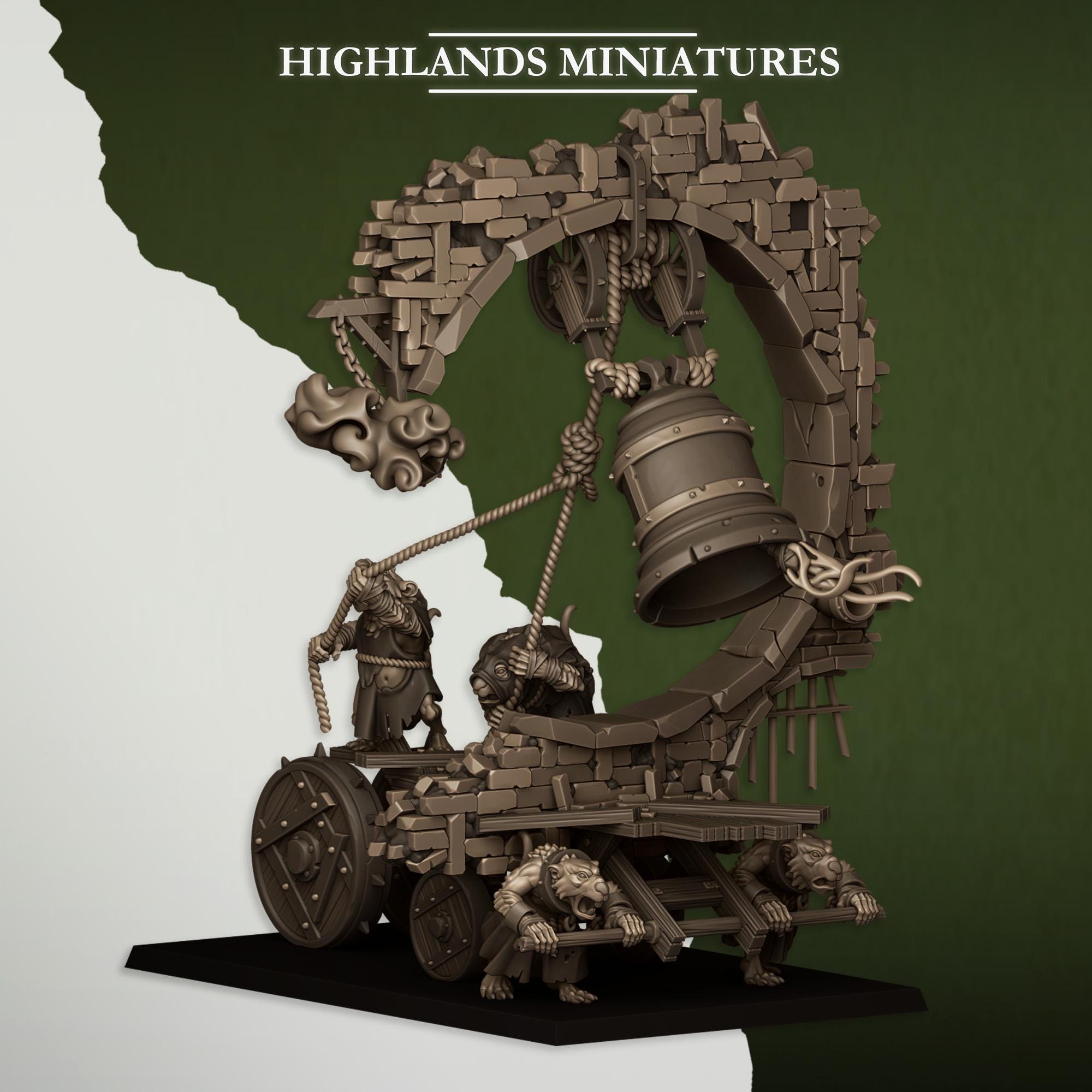 Moving Sewer with Bell and Censer  miniature - in 12K - by Highlands Miniatures