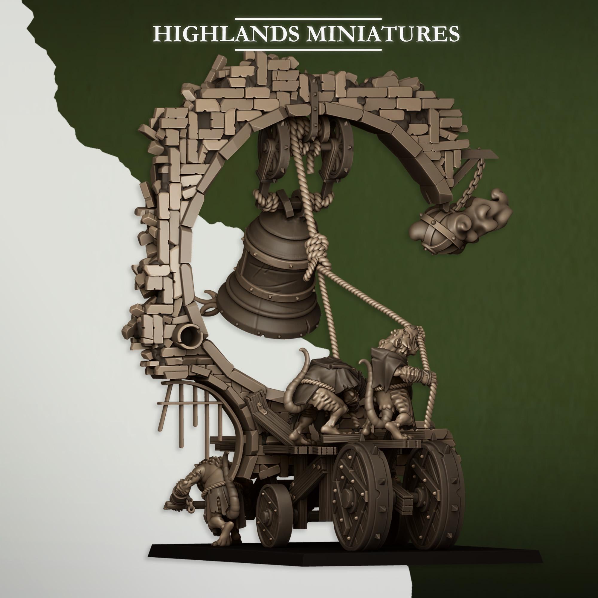 Moving Sewer with Bell and Censer  miniature - in 12K - by Highlands Miniatures