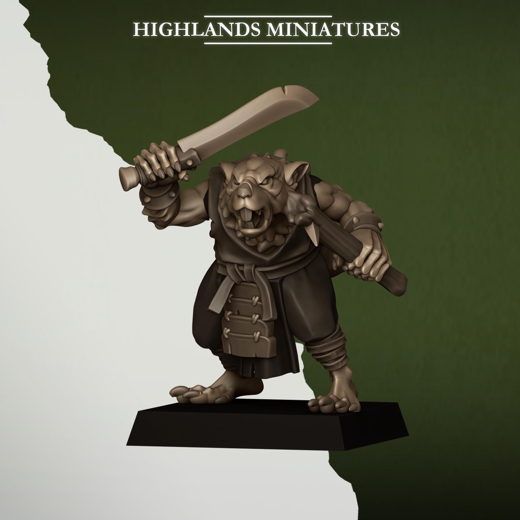Sewer Vermin Thugs  miniature - in 12K - by Highlands Miniatures