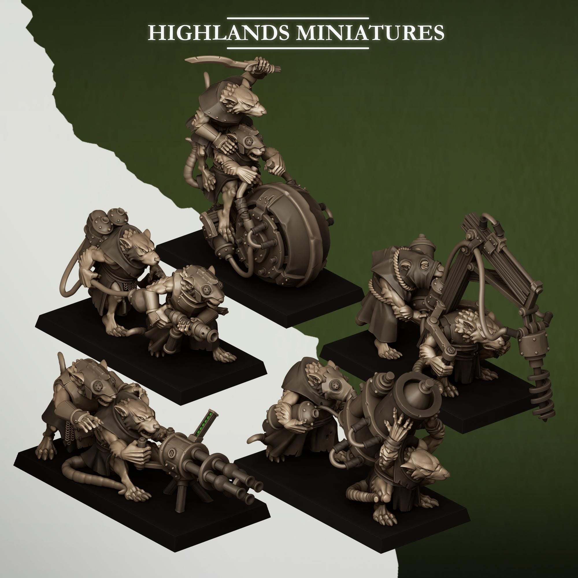 Sewer Vermin Heavy Weapons Teams miniature - in 12K - by Highlands Miniatures
