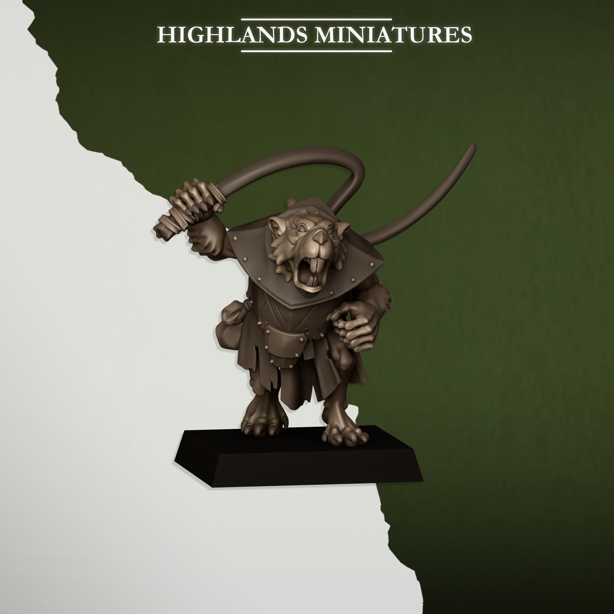 Rats and Rat Masters - 8 models miniature - in 12K - by Highlands Miniatures