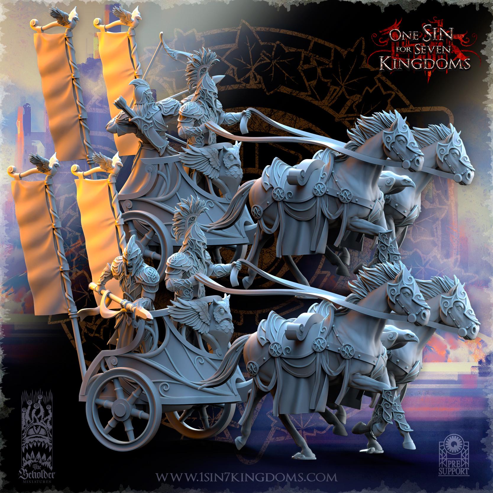 Silvermoor Elves Chariots - in 12k by The Beholder Miniatures