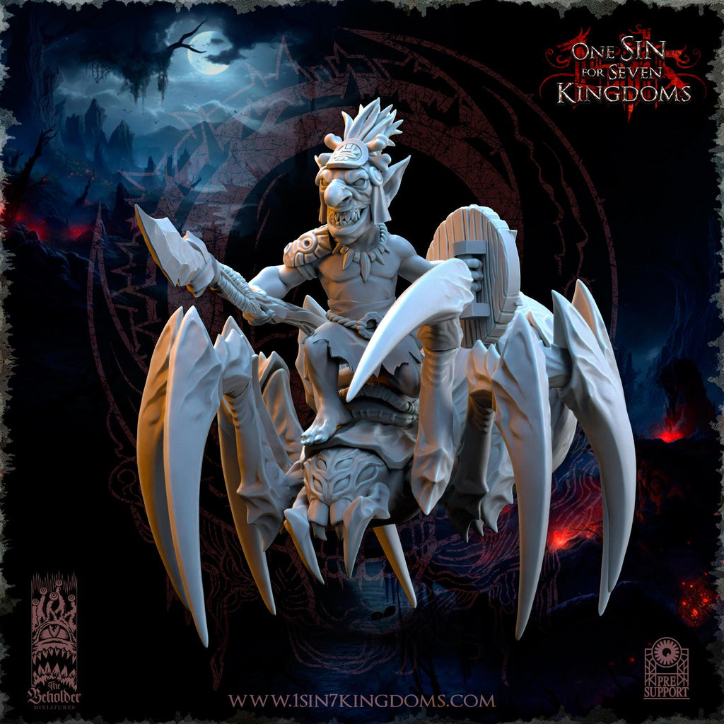 The Black Horde Goblins Jungle Spider Riders miniature - in 12k by The Beholder Miniatures