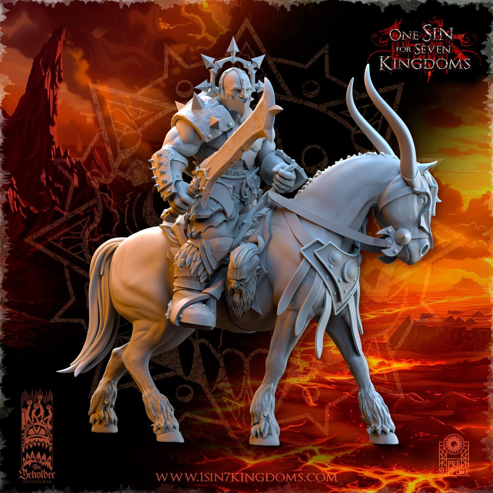 Realms of Mayhem Barbarian Riders Command Group - in 12k  by The Beholder Miniatures