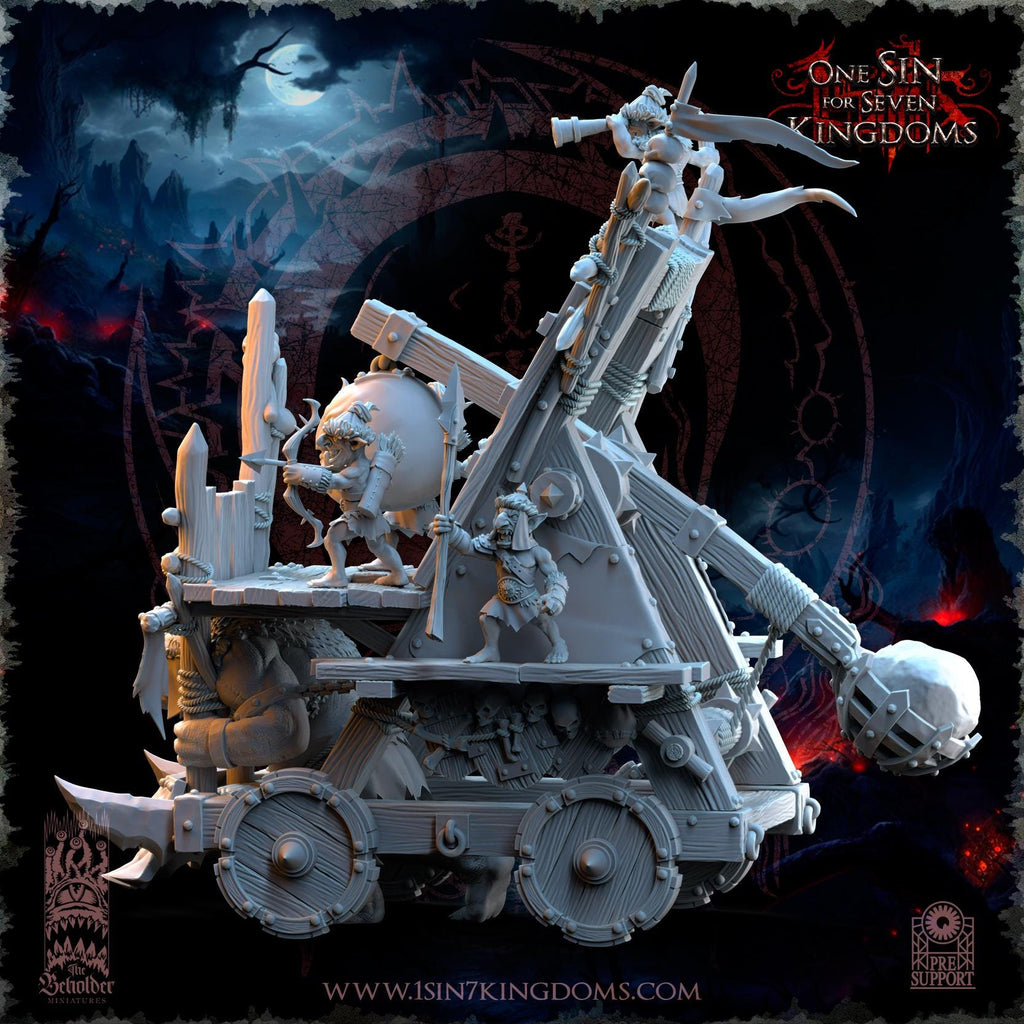 The Black Horde Goblins Catapult miniature - in 12k by The Beholder Miniatures