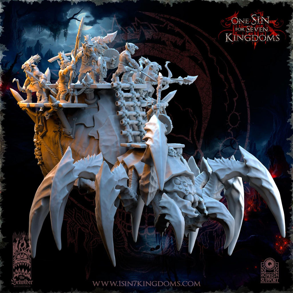 The Black Horde Goblins Behemoth Spider miniature - in 12k - By The Beholder Miniatures