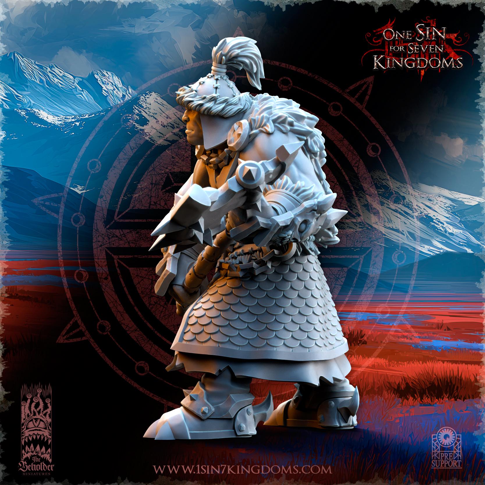 Astarii Barbarian Warlord in 12k by The Beholder Miniatures