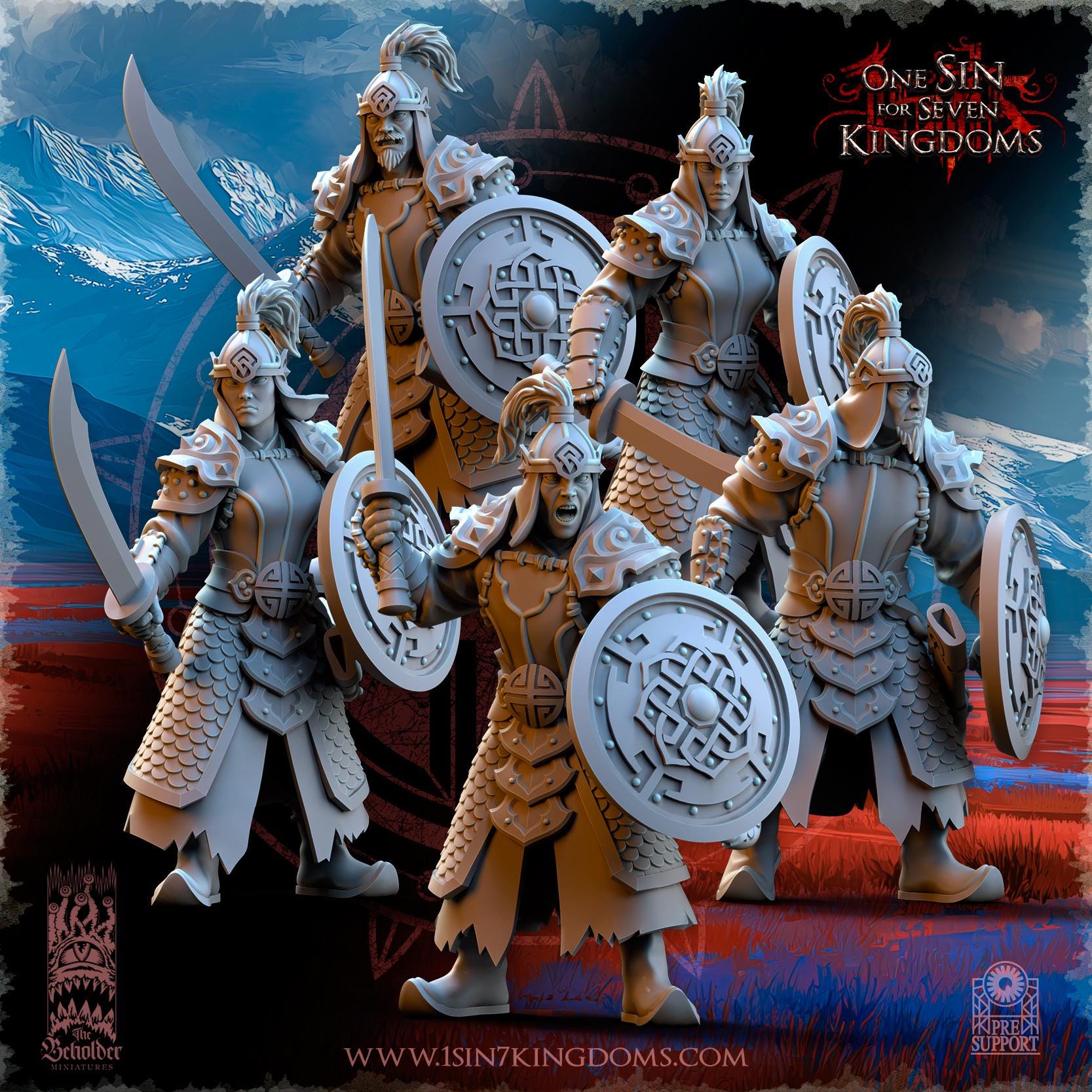 Astarii Dynasty Warriors swordsmen in 12k by The Beholder Miniatures