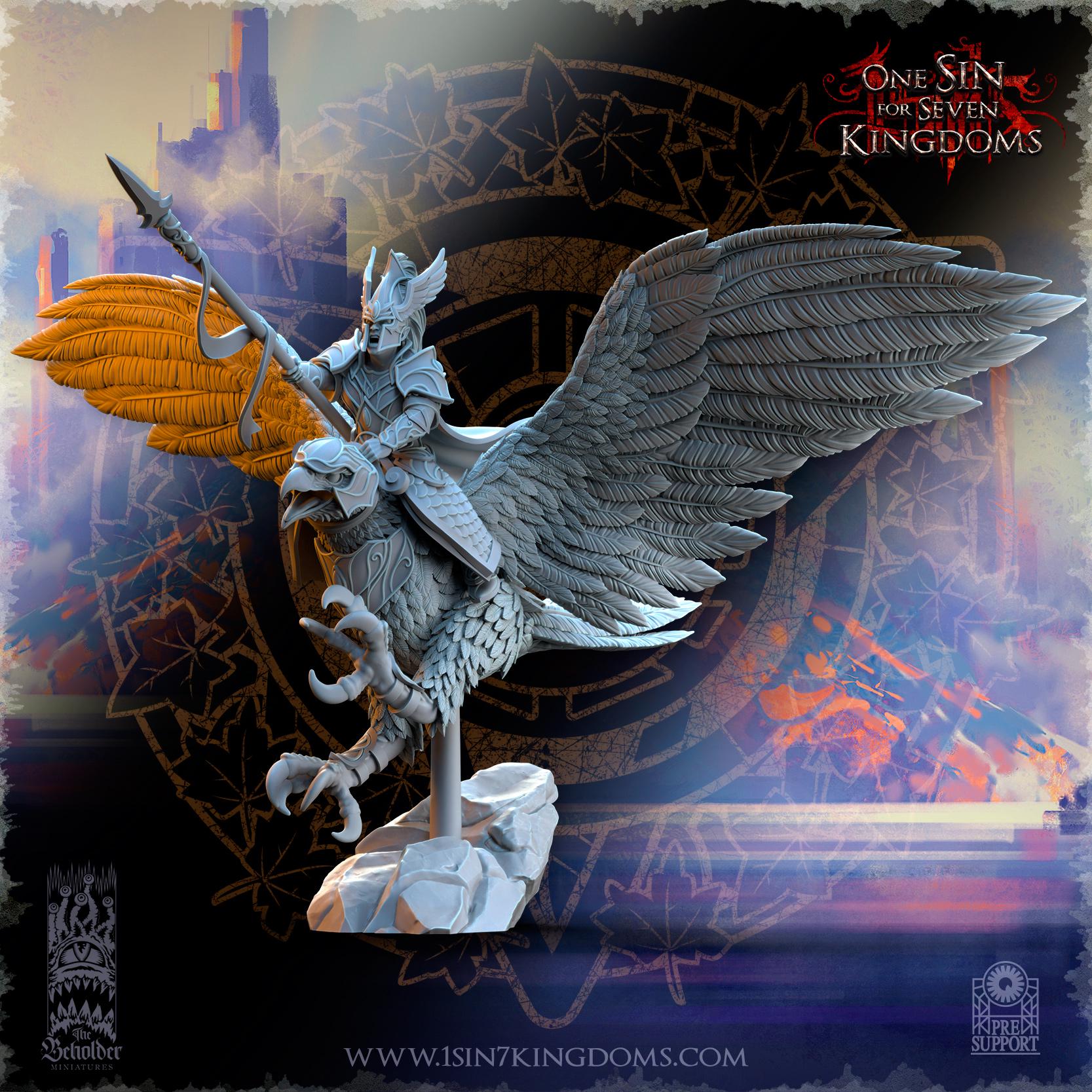 Glorinder on King Eagle - in 12k- by The Beholder Miniatures