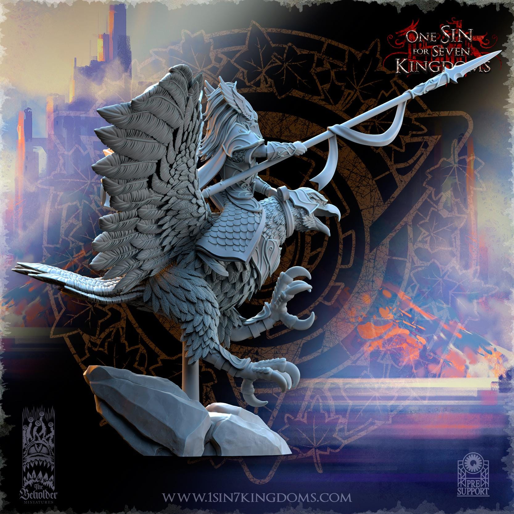 Glorinder on King Eagle - in 12k- by The Beholder Miniatures