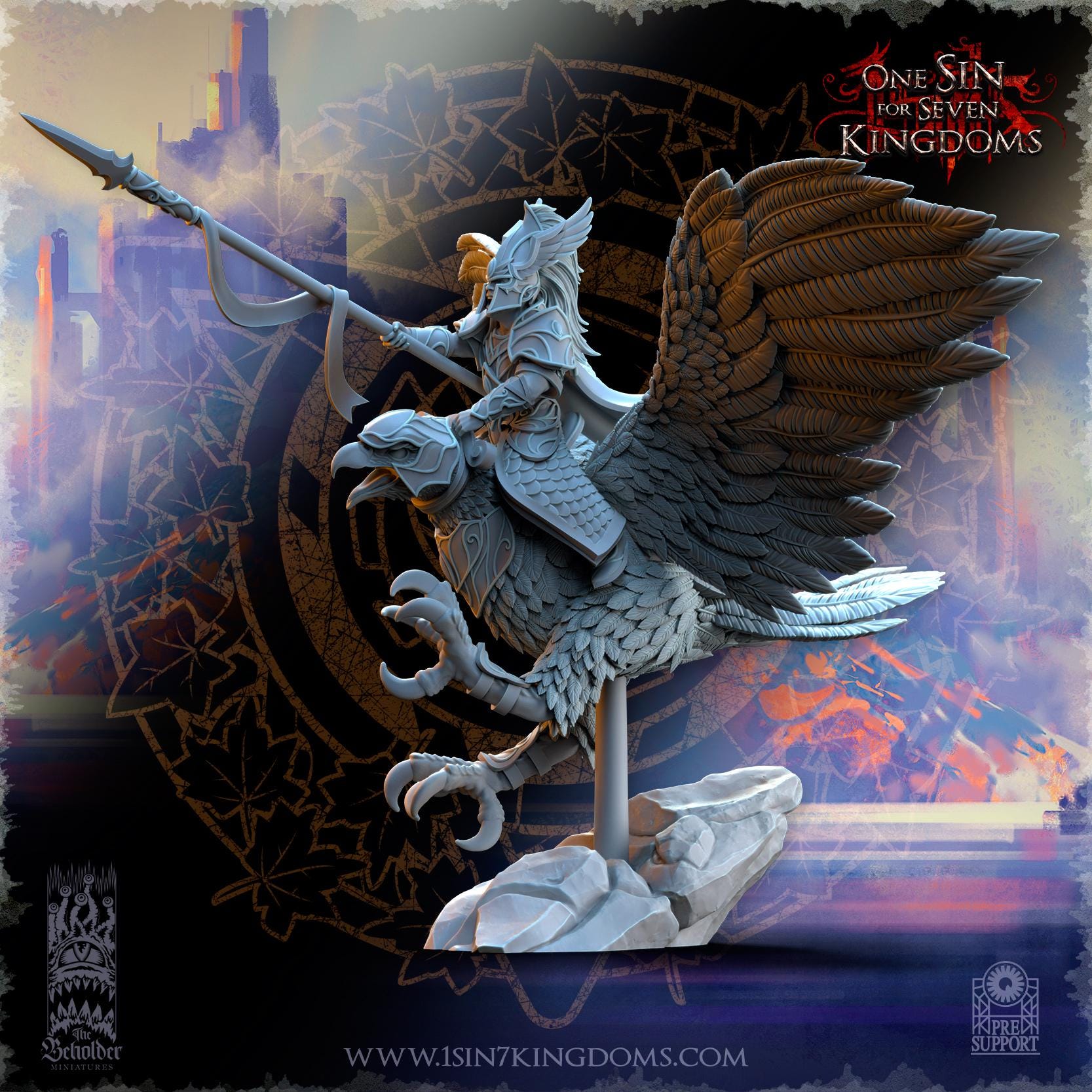 Glorinder on King Eagle - in 12k- by The Beholder Miniatures