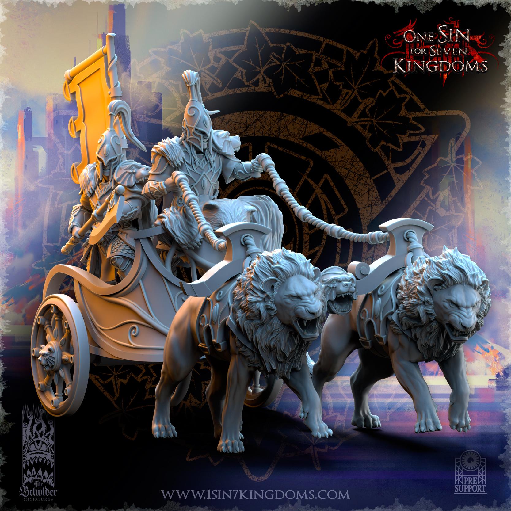 Silvermoor Elves Bear Guardians Chariot - in 12k- by The Beholder Miniatures