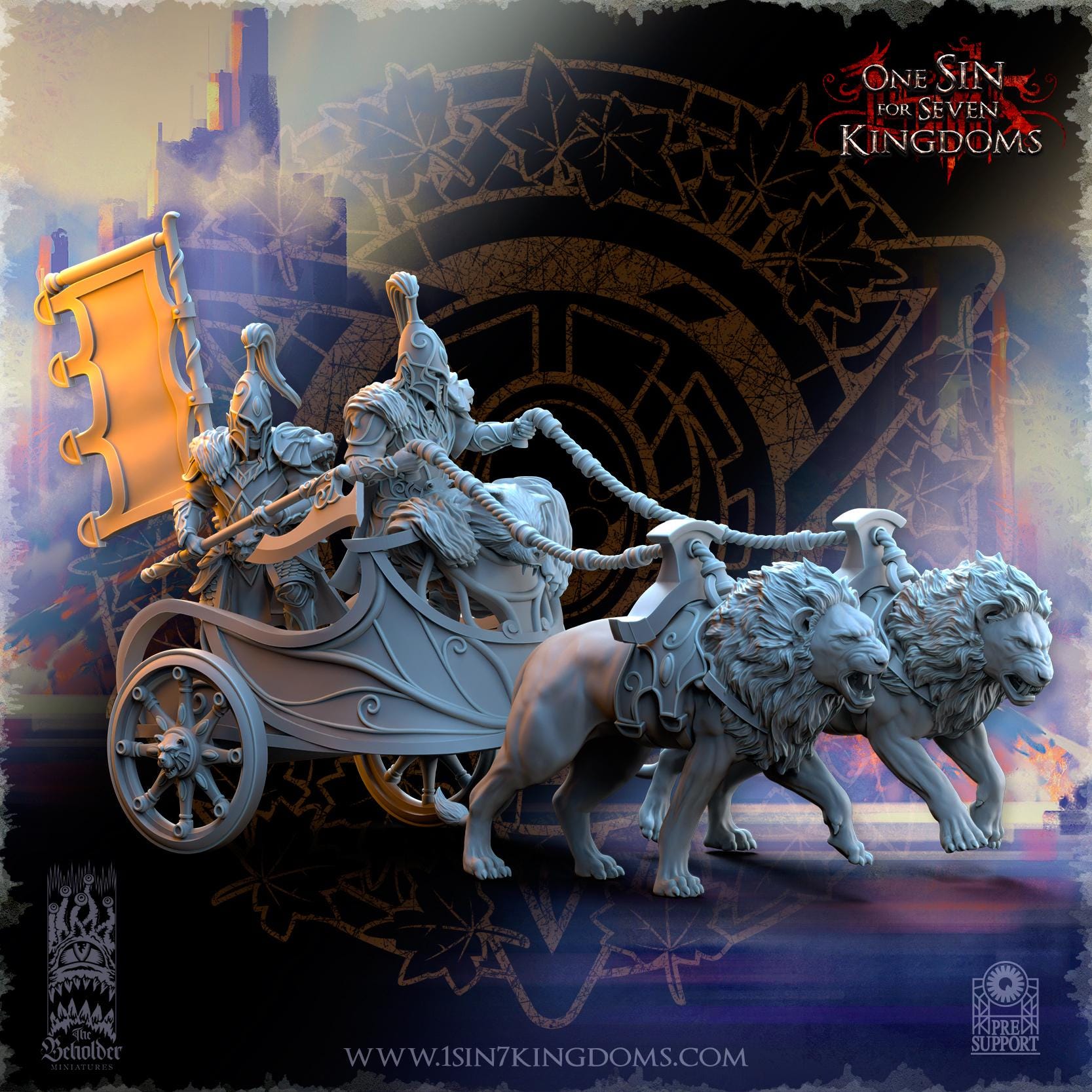 Silvermoor Elves Bear Guardians Chariot - in 12k- by The Beholder Miniatures