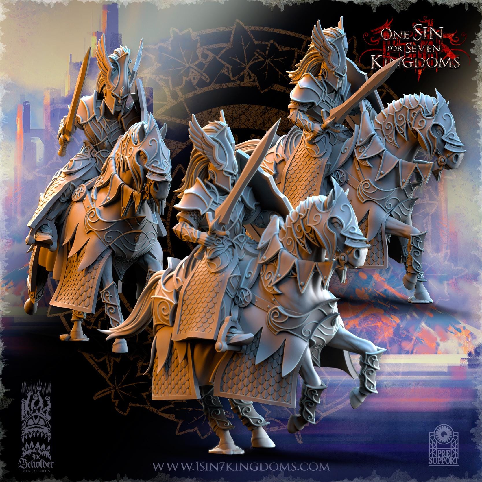 Silvermoor Elves Knights of Ashur - in 12k- by The Beholder Miniatures