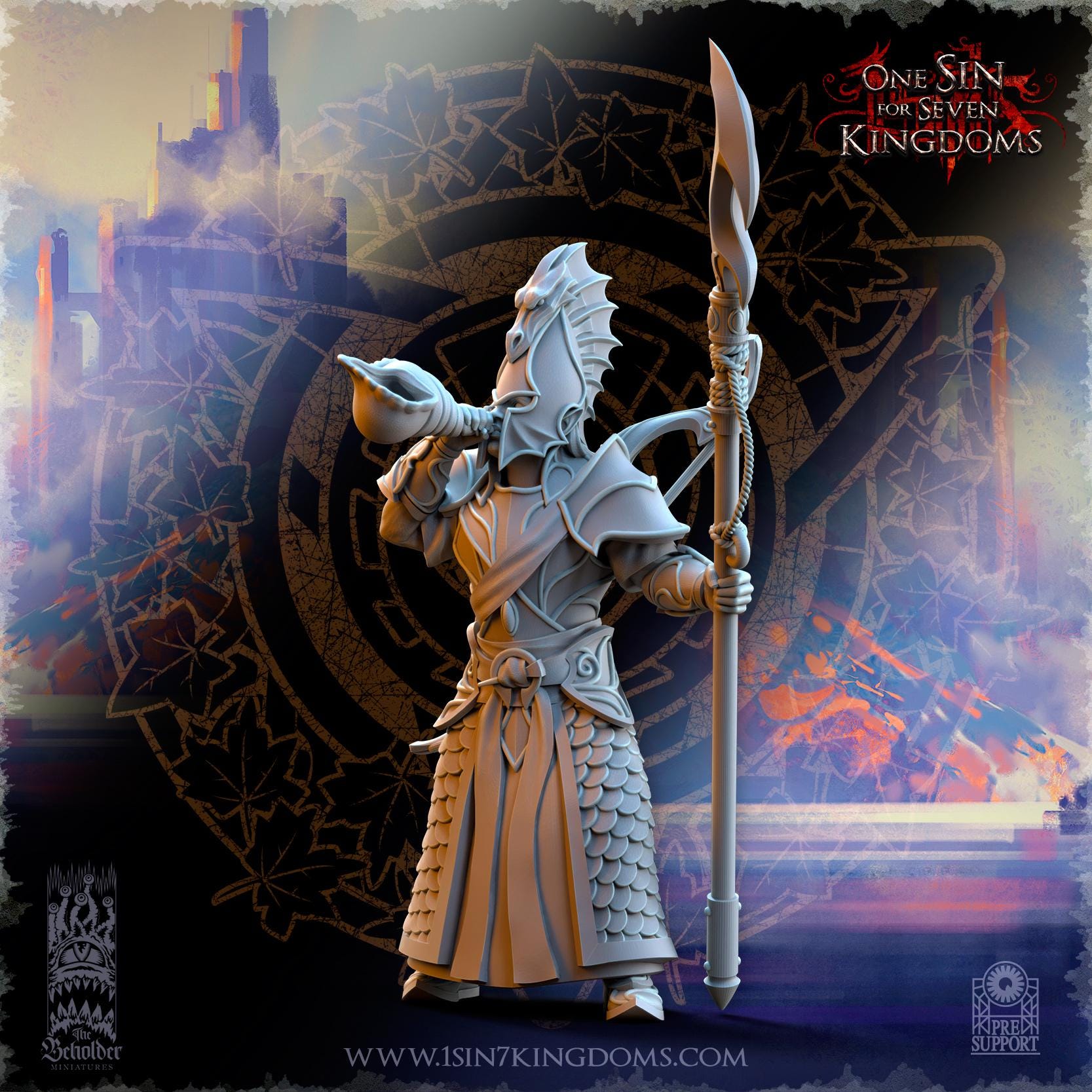 Silvermoor Elves Ilithien Coastland Militia Command Group - in 12k- by The Beholder Miniatures