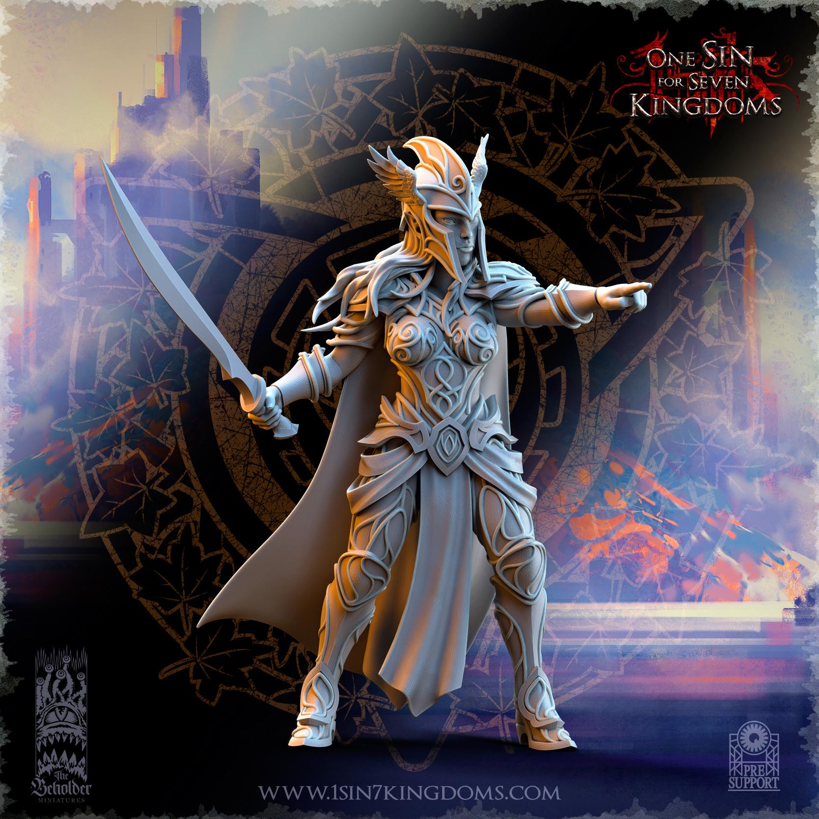 Silvermoor Elves Command Group - in 12k- by The Beholder Miniatures