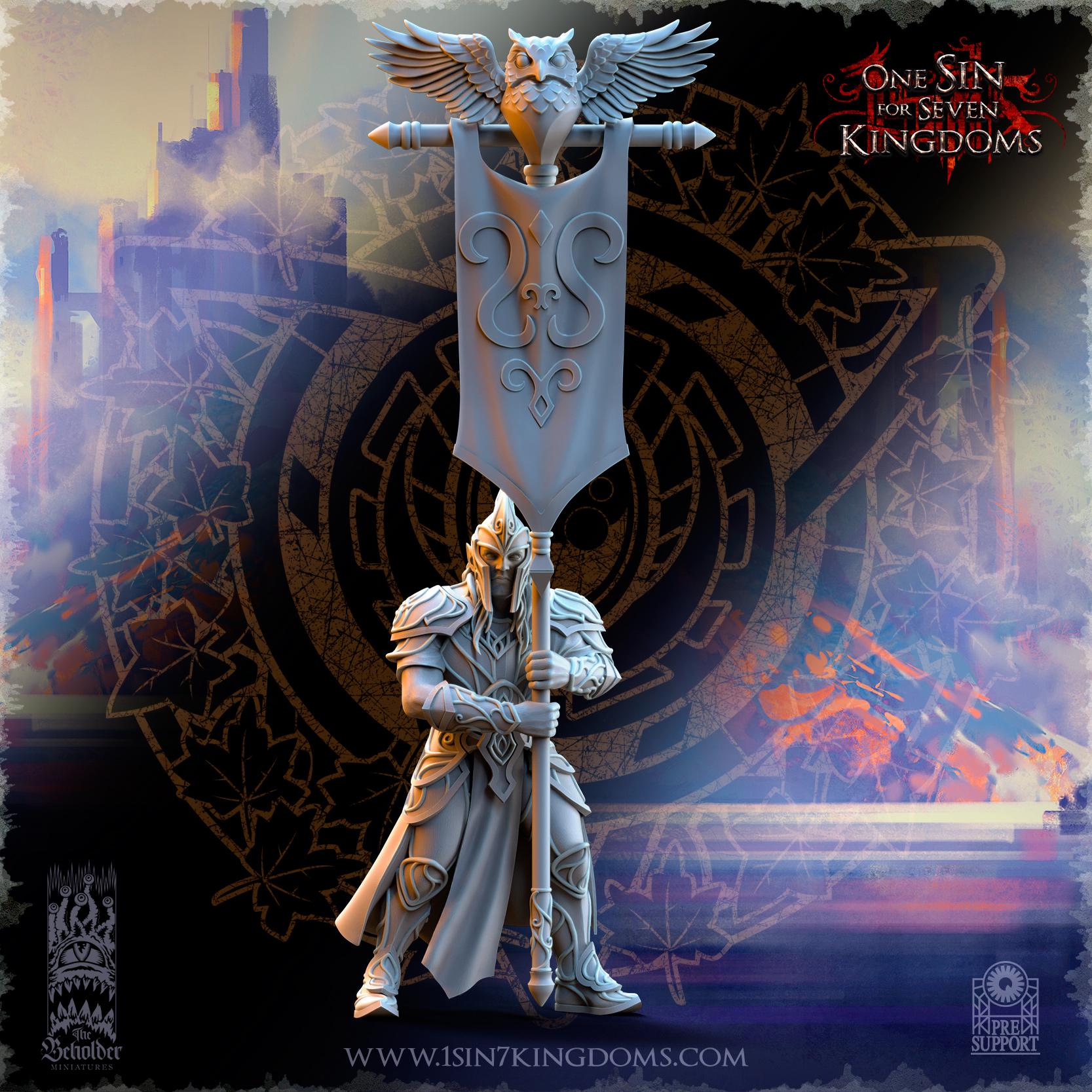Silvermoor Elves Command Group - in 12k- by The Beholder Miniatures