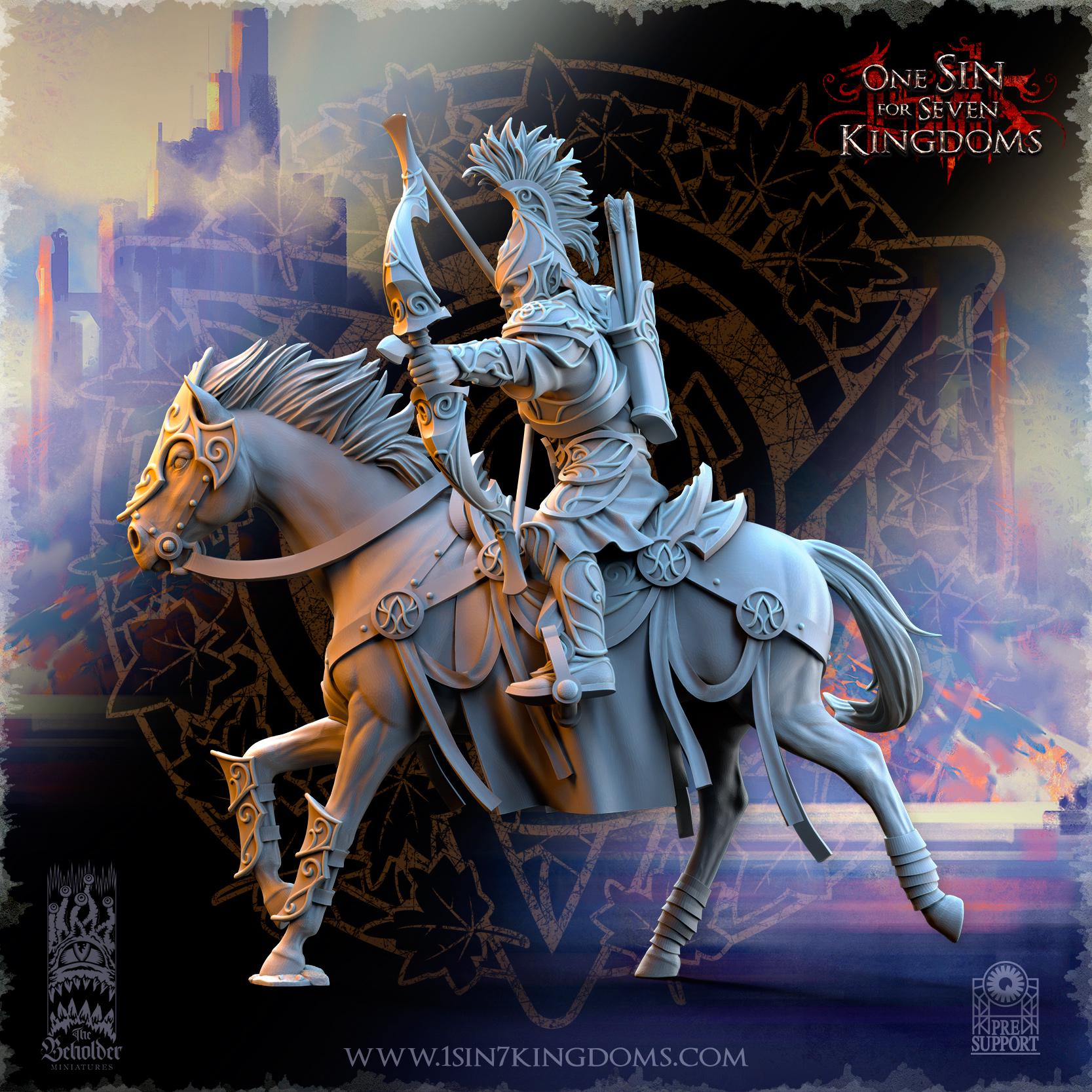 Silvermoor Elves Archers Cavalry - in 12k- by The Beholder Miniatures
