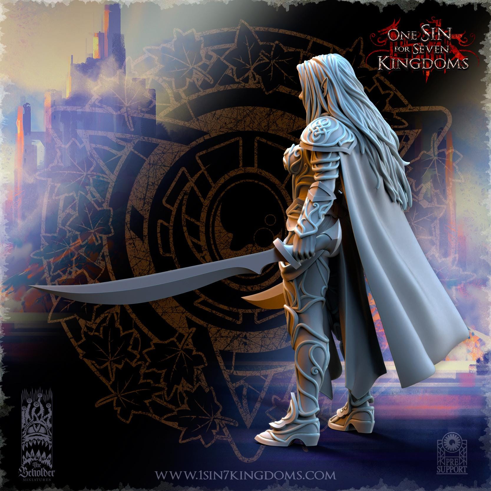 Lyriel, Silvermoor Elves Captain - in 12k- by The Beholder Miniatures
