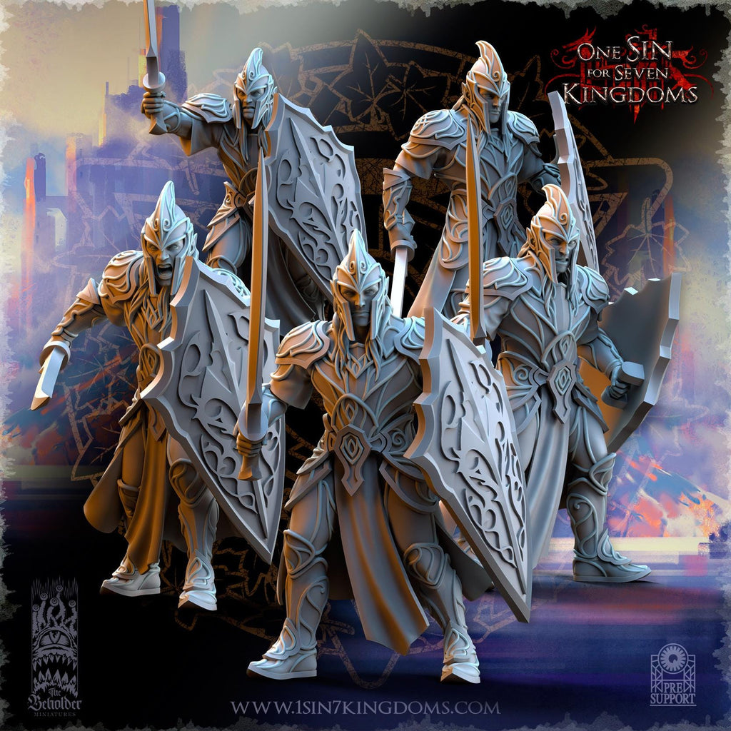 Silvermoor Elves Warriors with swords - in 12k- by The Beholder Miniatures