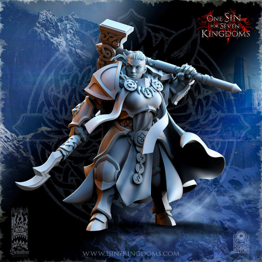 Valeskya, Stormwolf Captain  miniature - in 12K - by The Beholder Miniatures