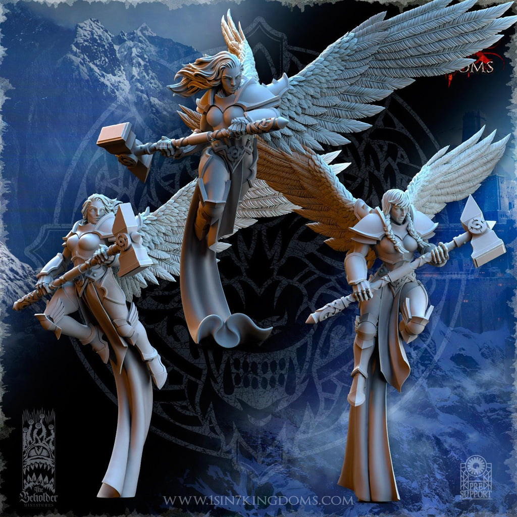 Stormwolves Valkyries Two Handed Hammer miniature - in 12K - by The Beholder Miniatures