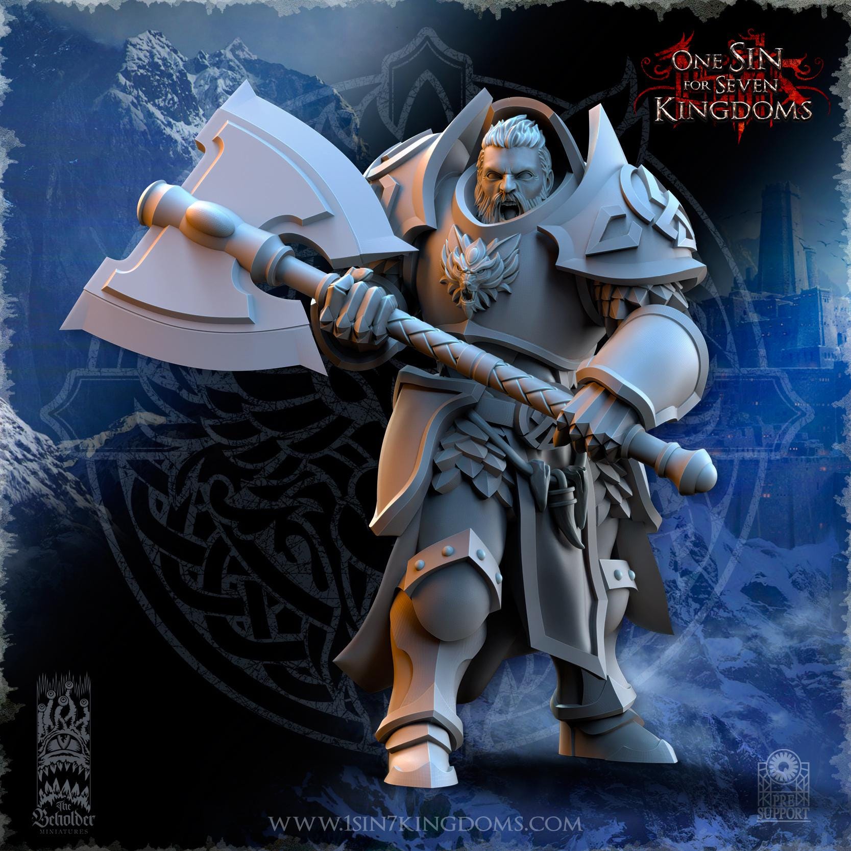 Stormwolves Punishers with Two Handed Axe miniature - in 12K - The Beholder Miniatures