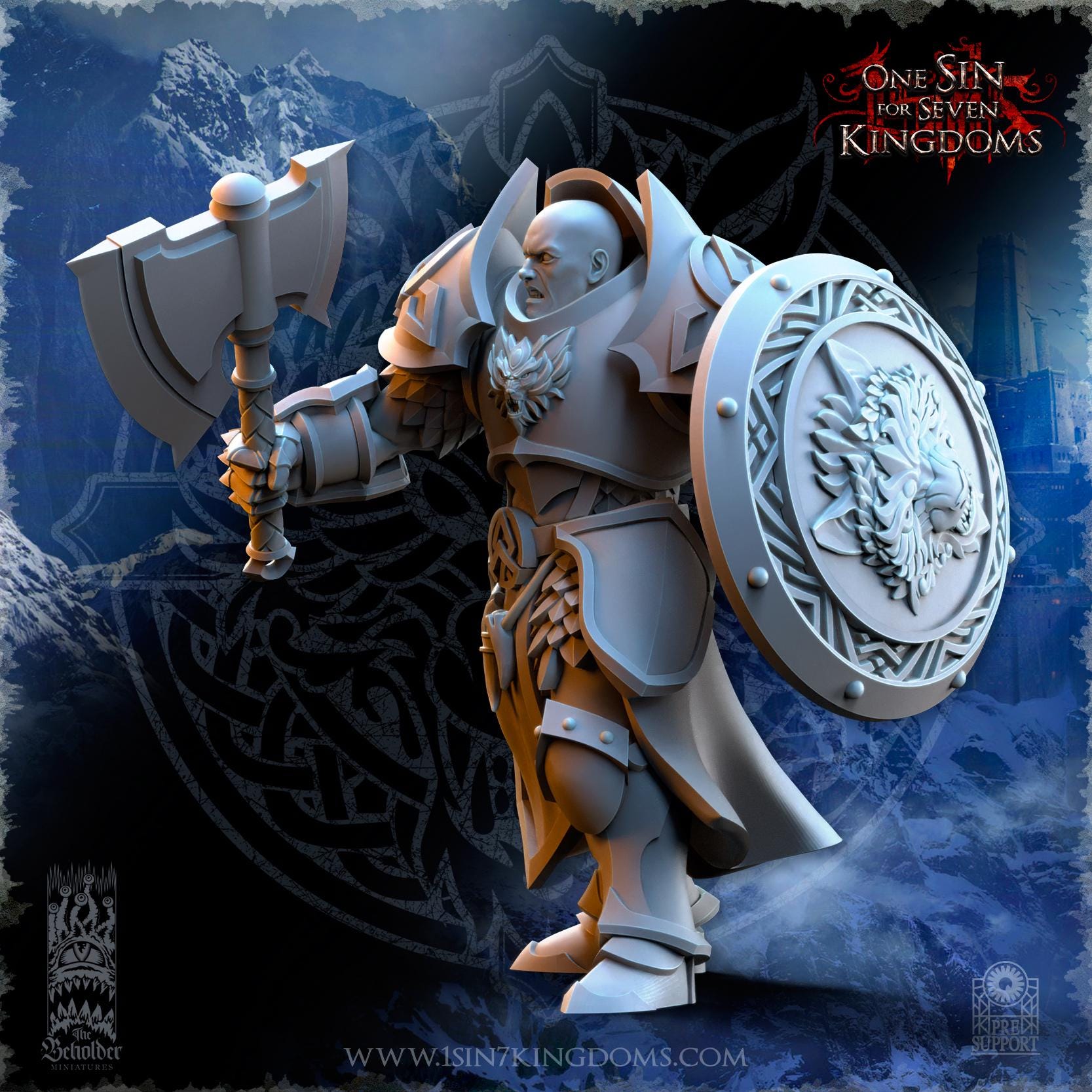 Stormwolves Punishers with Axes miniature - in 12K - by The Beholder Miniatures