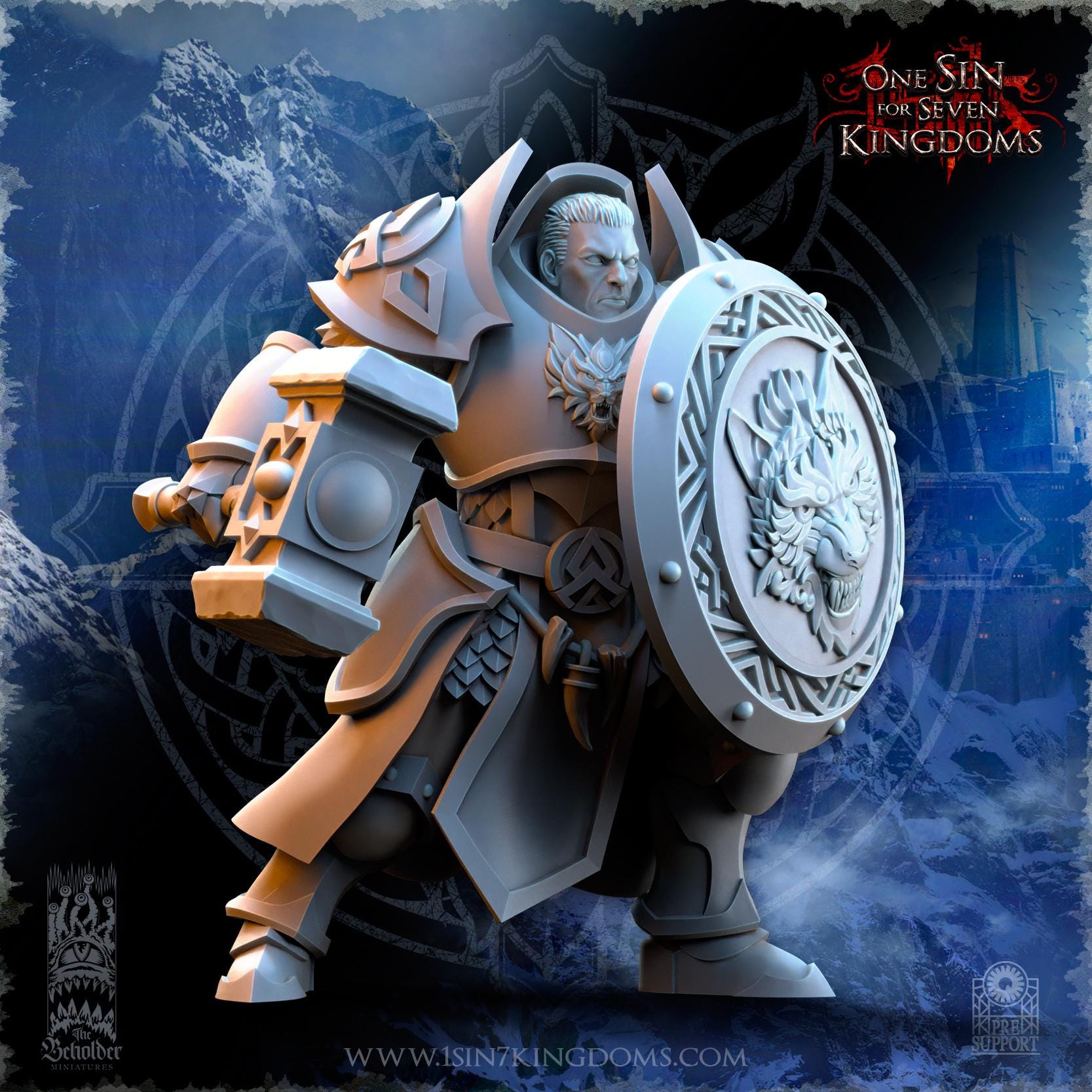 Stormwolves Punishers with Hammers miniature - in 12K - by The Beholder Miniatures